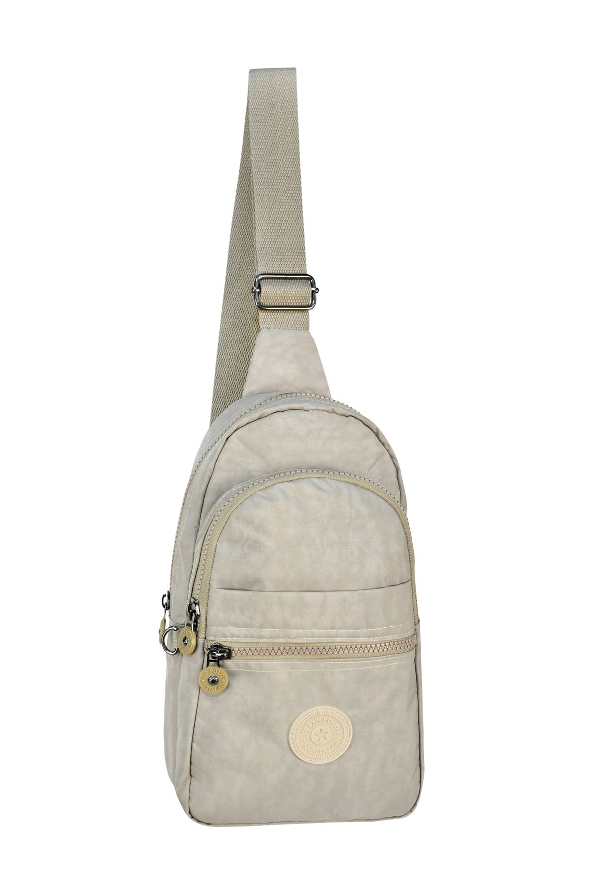 URBAN POLO Unisex Krem Dört Bölmeli Krinkel Kumaş Göğüs Ve Bel Çantası