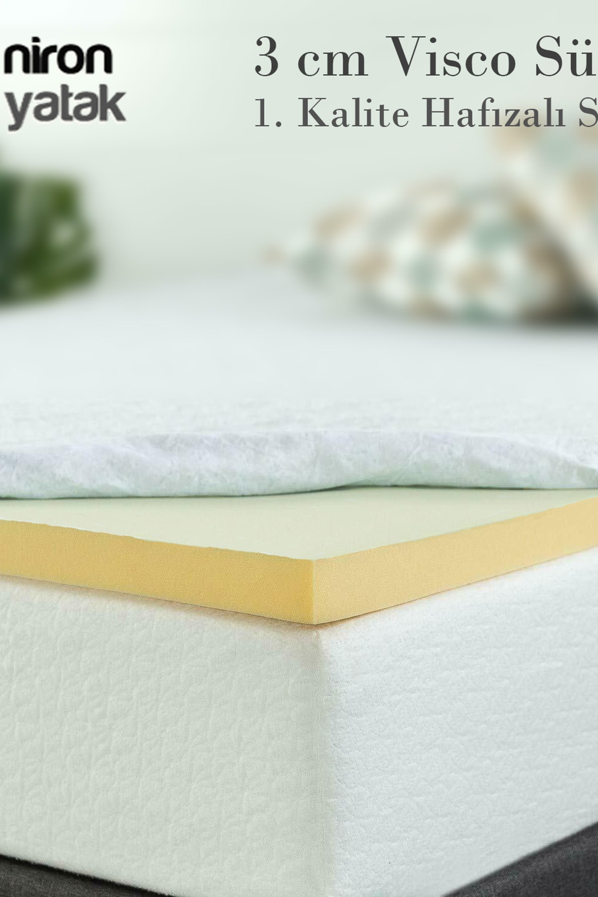 niron yatak cift kisilik visco sunger 3 cm 180x200 visco yatak pedi sungeri fiyati yorumlari trendyol