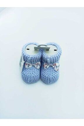 Unisex Mavi Triko Bebek Patiği Mavi 0-6 Ay Özel Üretim Image 0