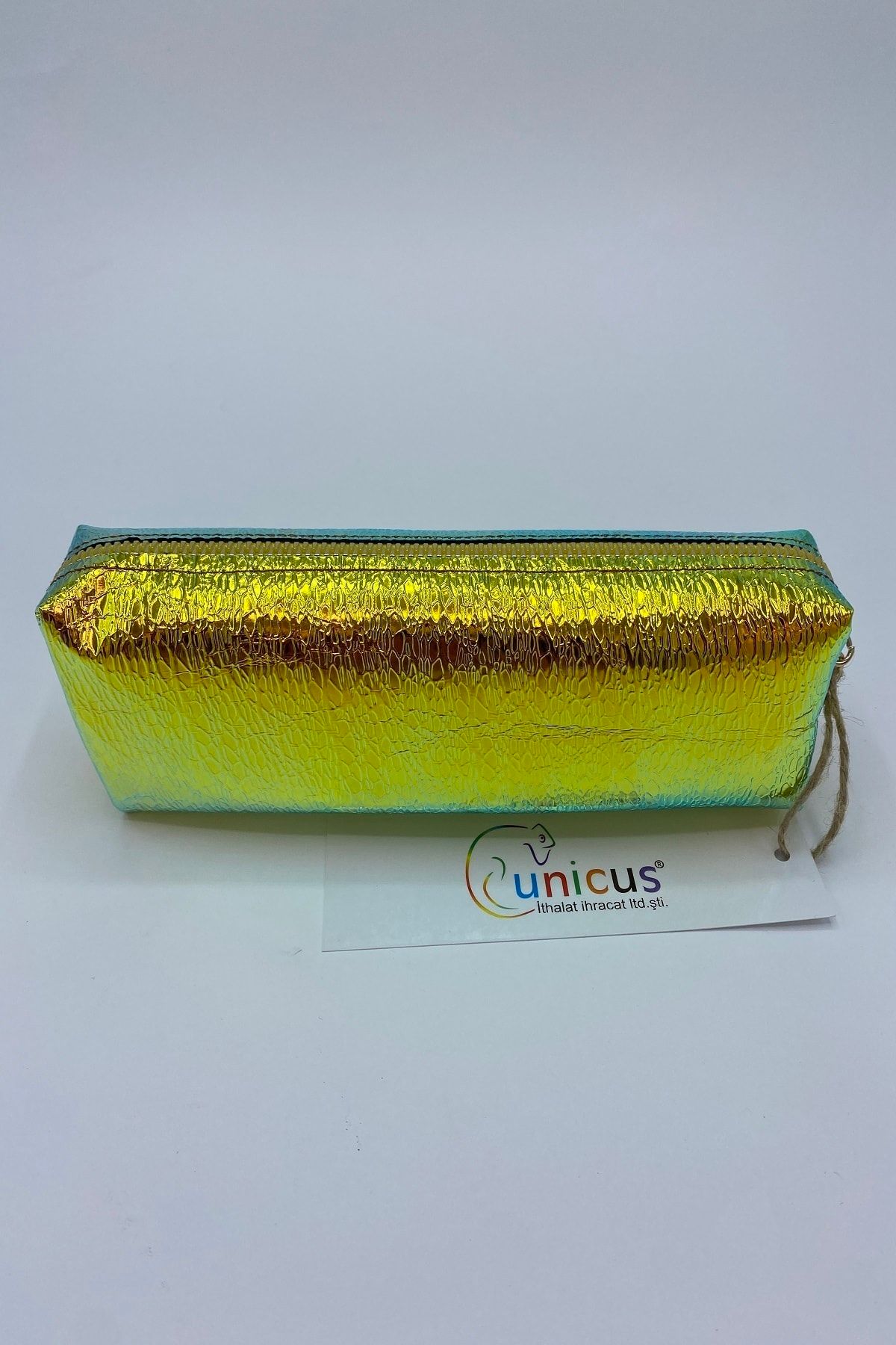 UNICUS Sarı Hologram Izli Makyaj Çantası Özel Tasarım