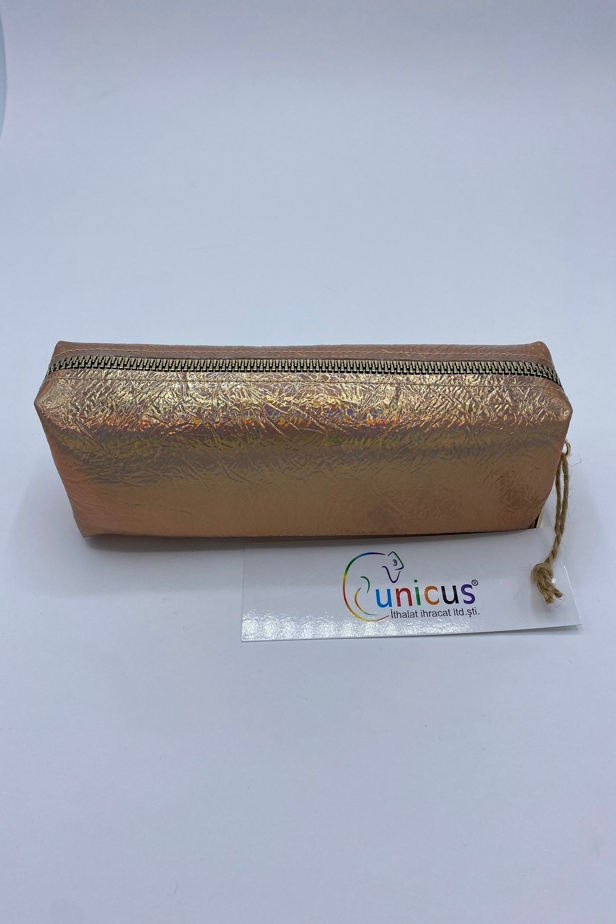UNICUS Altın Metalik Izli Makyaj Çantası