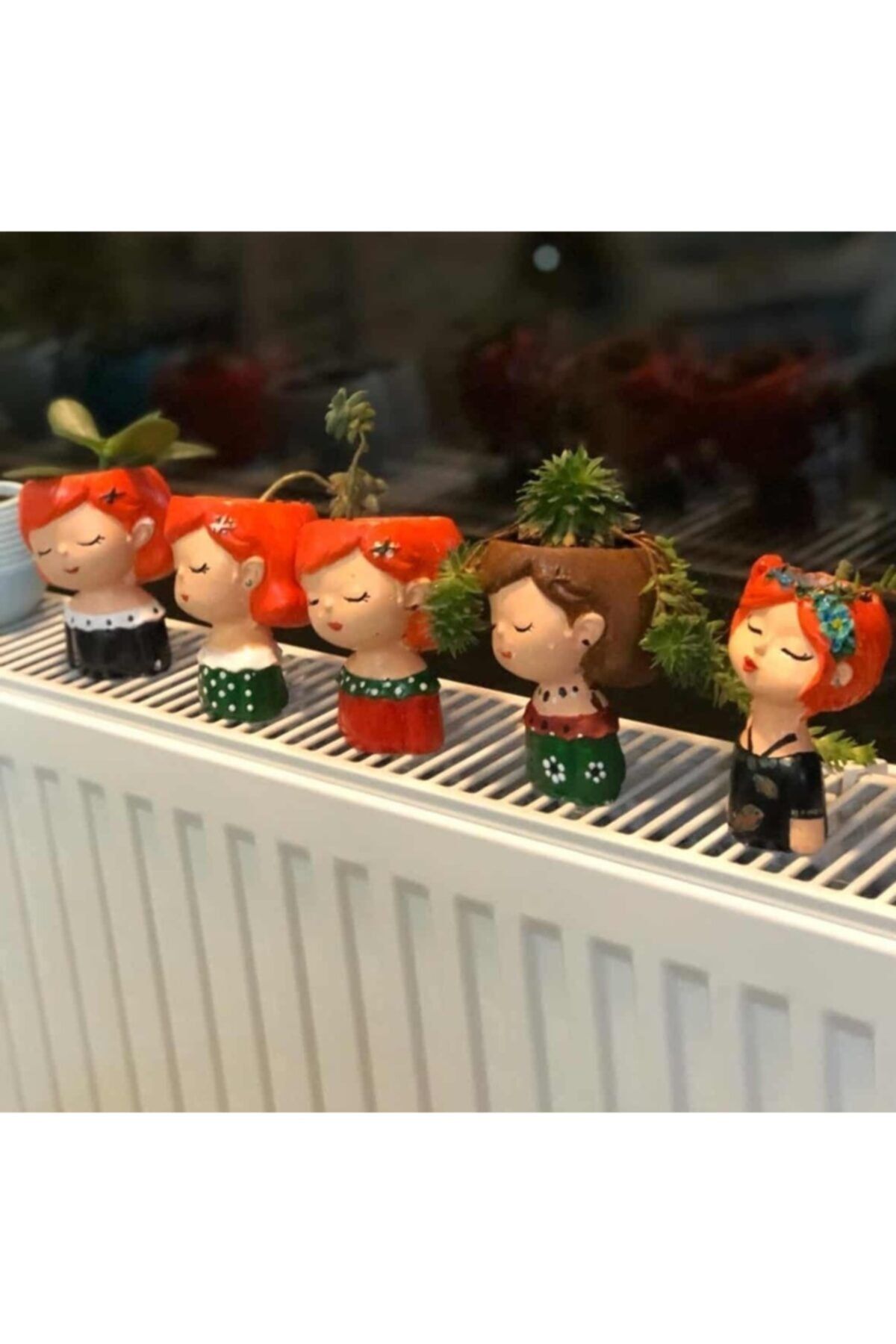 Dodemert Home Kız Fındık Kız Saksı Ve Kız Bebek Beton Saksı & Mumluk ( Dekoratif) 5 Li