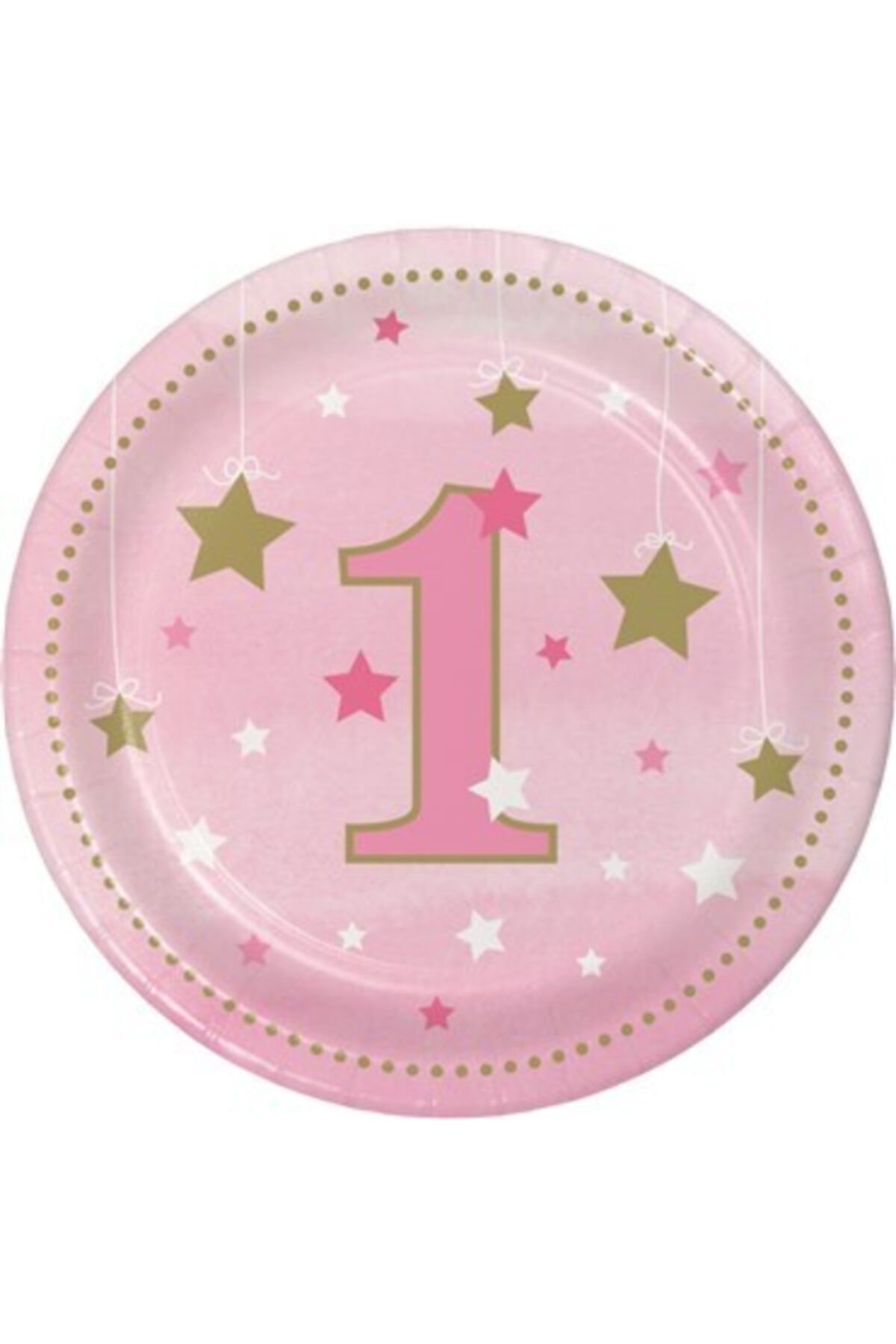 Parti Dünyası One Little Star Pembe 1 Yaş 8 Li Pasta Tabağı