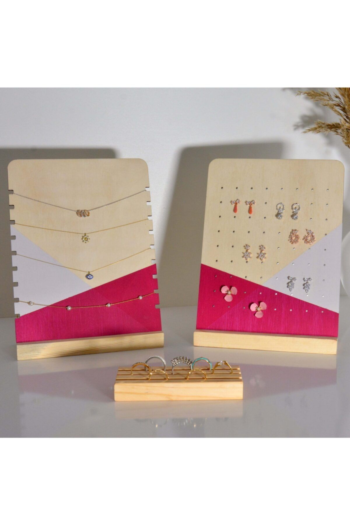 Sunbross Design Ahşap Masaüstü Takı Standı 3'lü