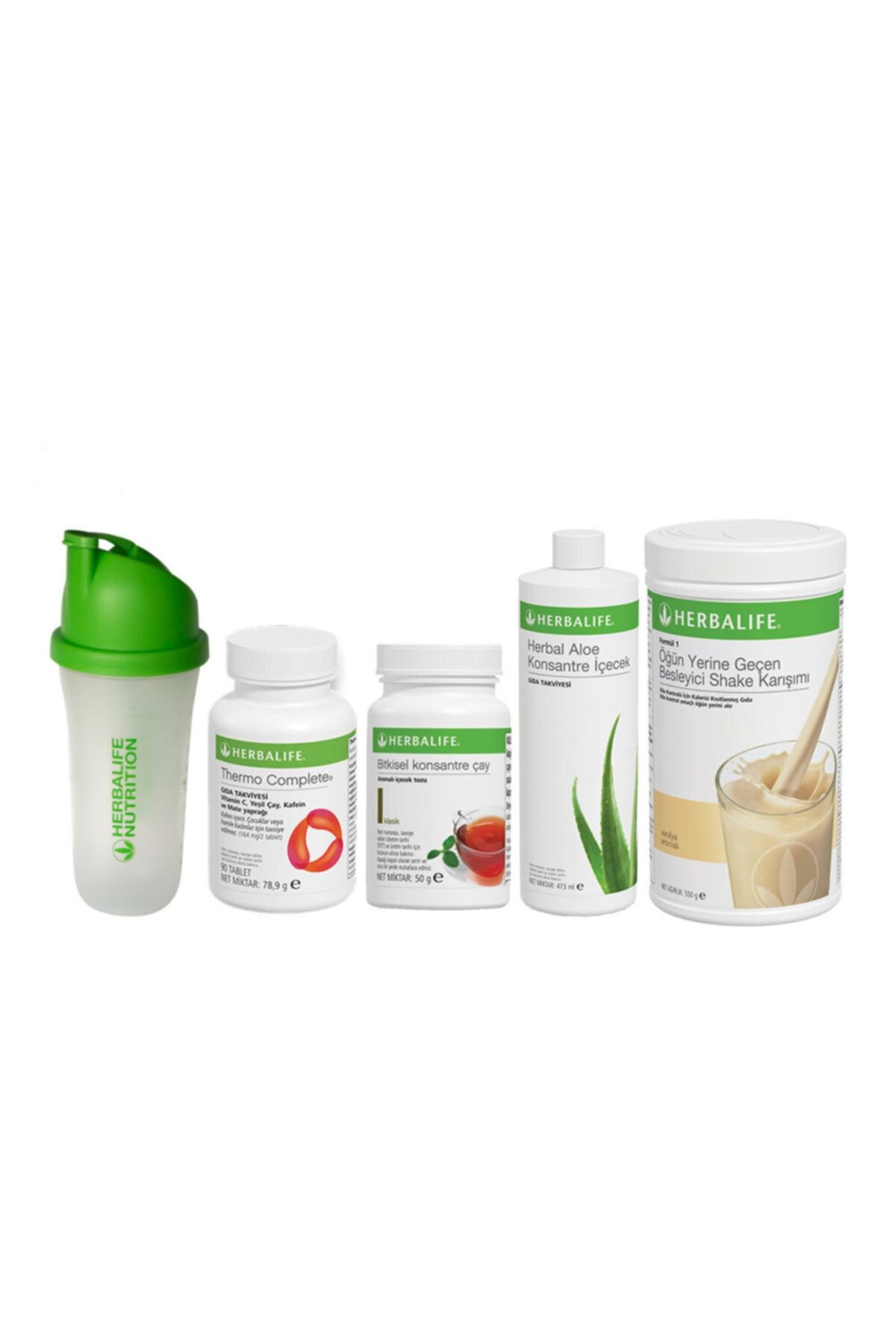 Herbalife Full Set-1 Vanilyalı Shake + 50gr Klasik Çay + Aloe Konsantre Içecek + Thermo Shaker
