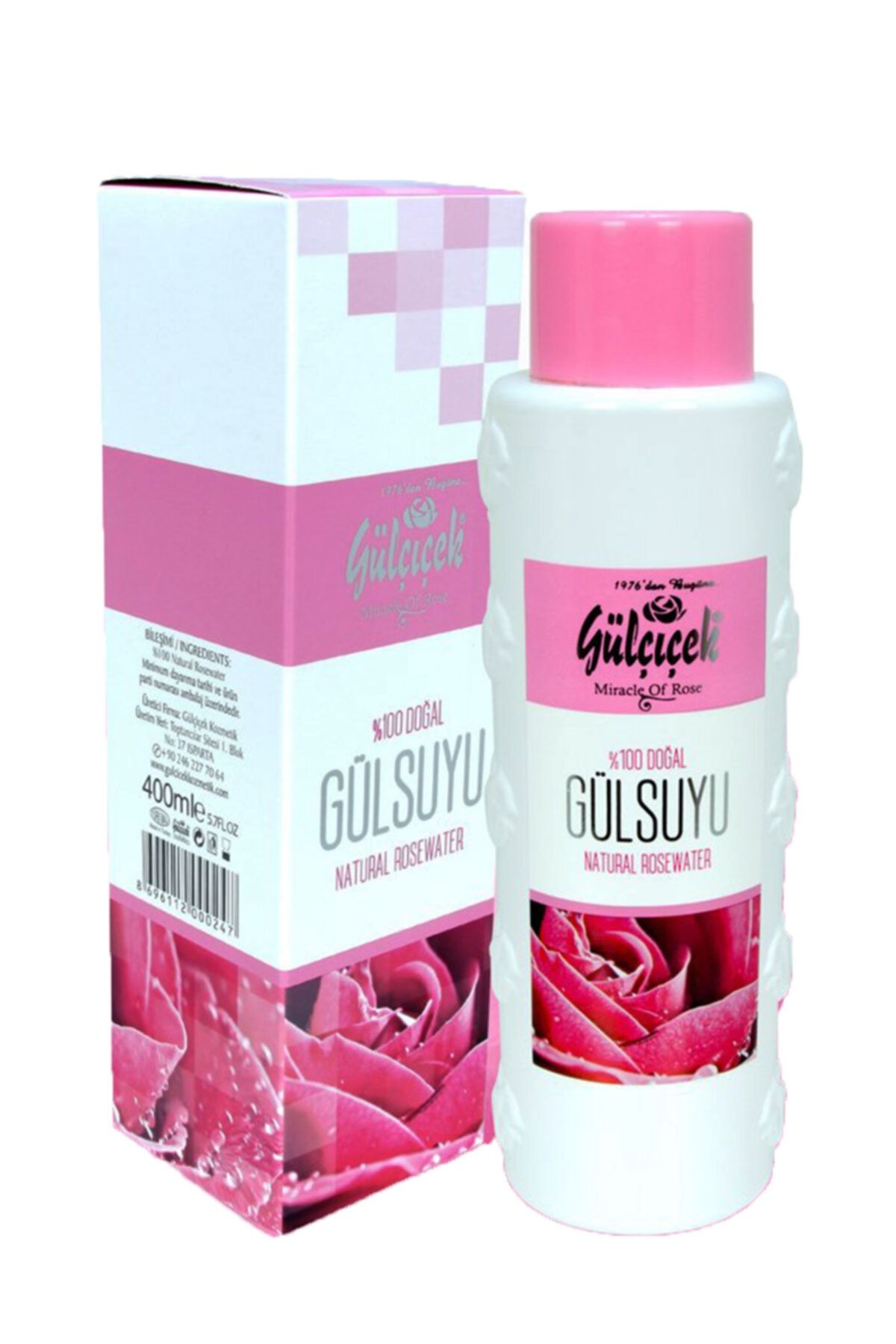 GÜLÇİÇEK KOZMETİK Gülçiçek Naturel Gül Suyu %100 Doğal Kutulu 400 ml