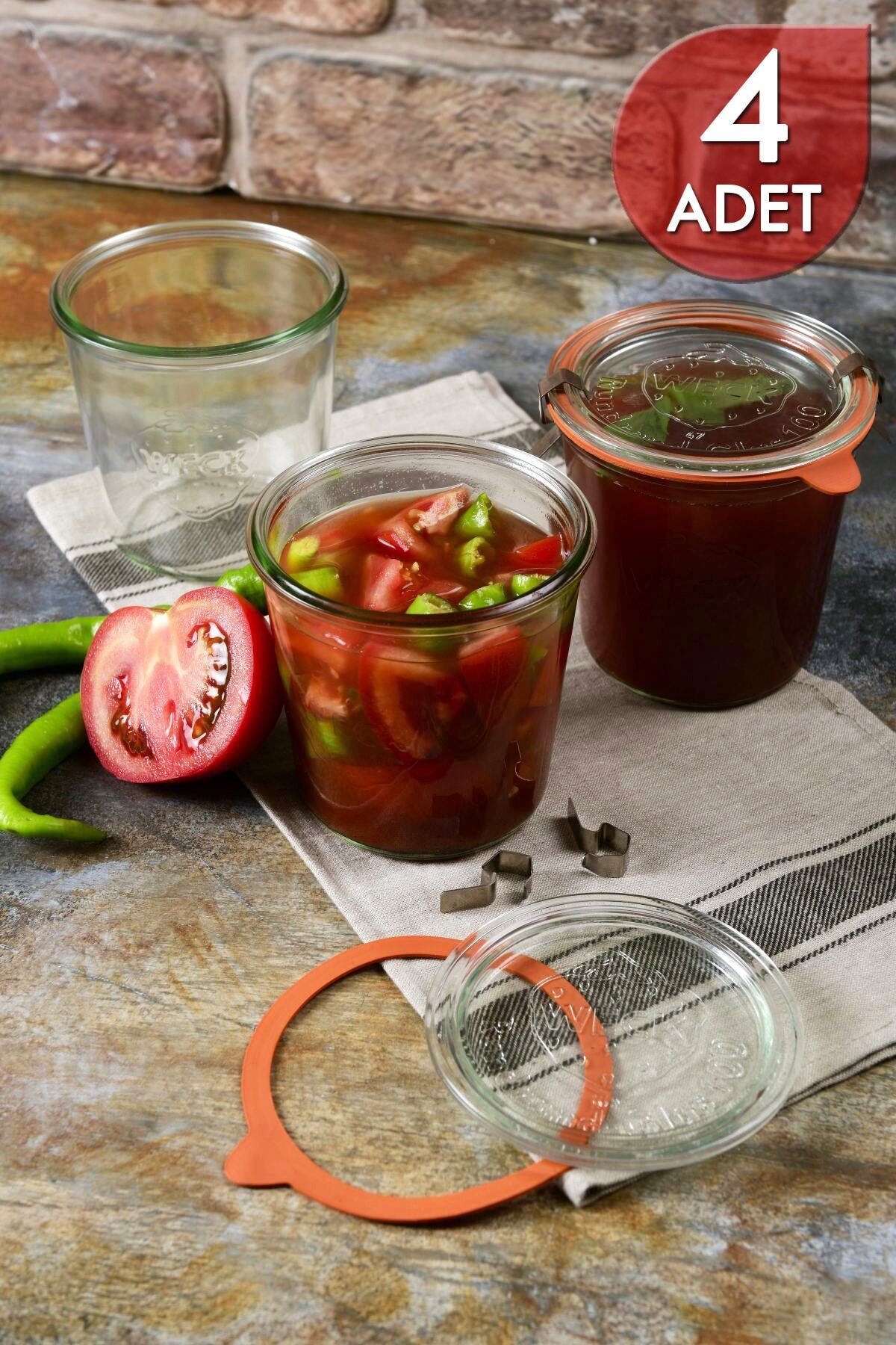 Weck 580 Ml Cam Saklama Kavanoz Seti (4 Adet)