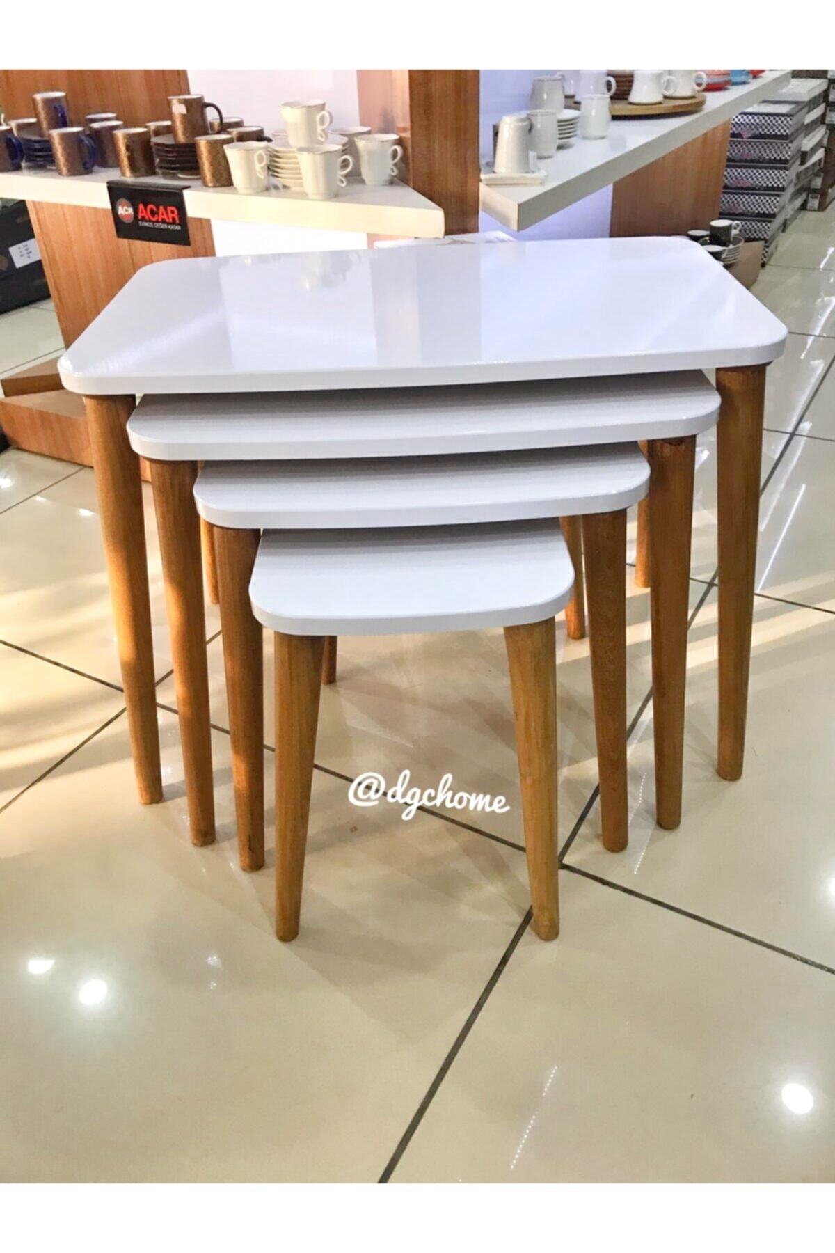DGCHOME Beyaz Ahşap Sehpa