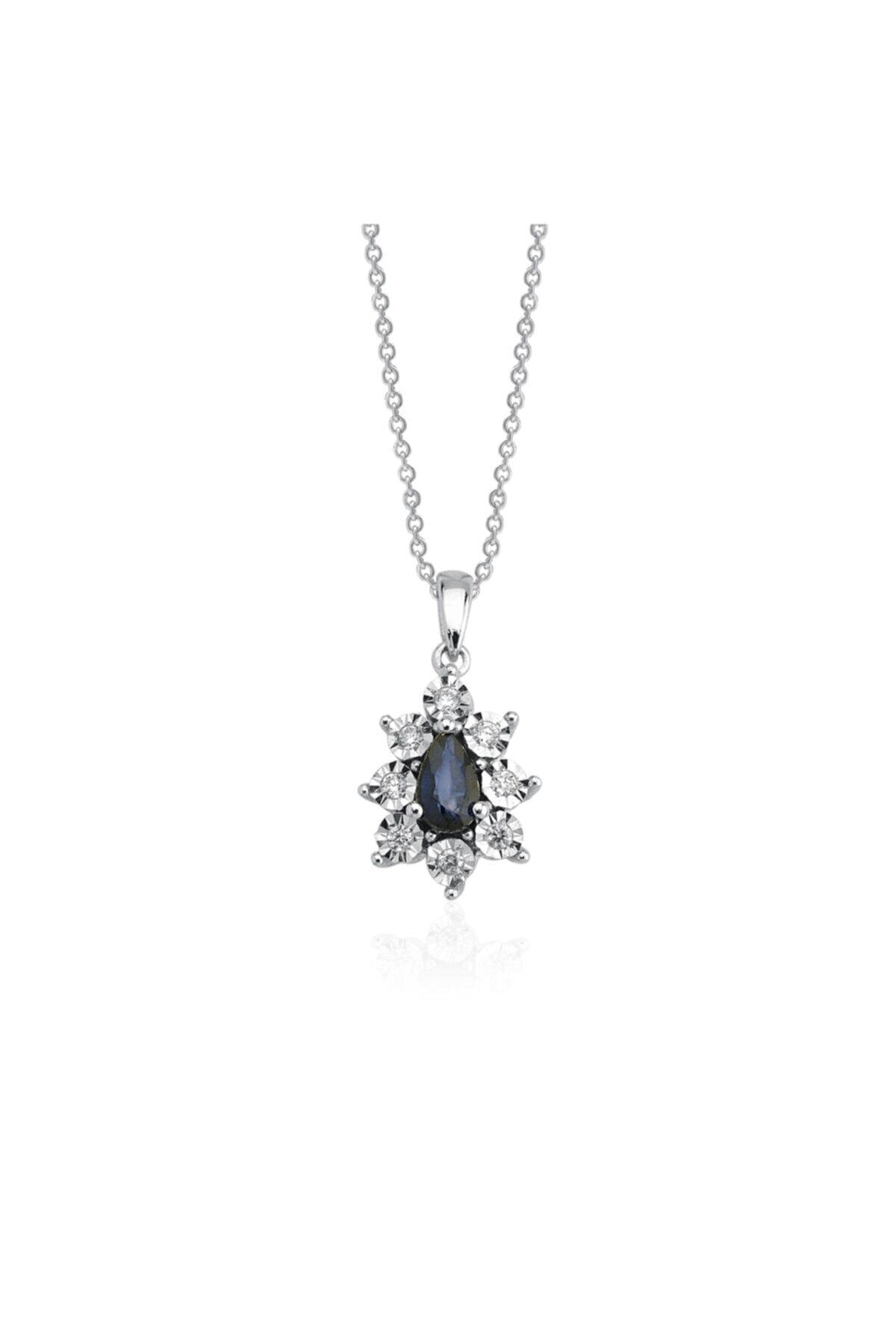 Parle Jewellery Pırlantalı Azure Safir Kadın Kolye
