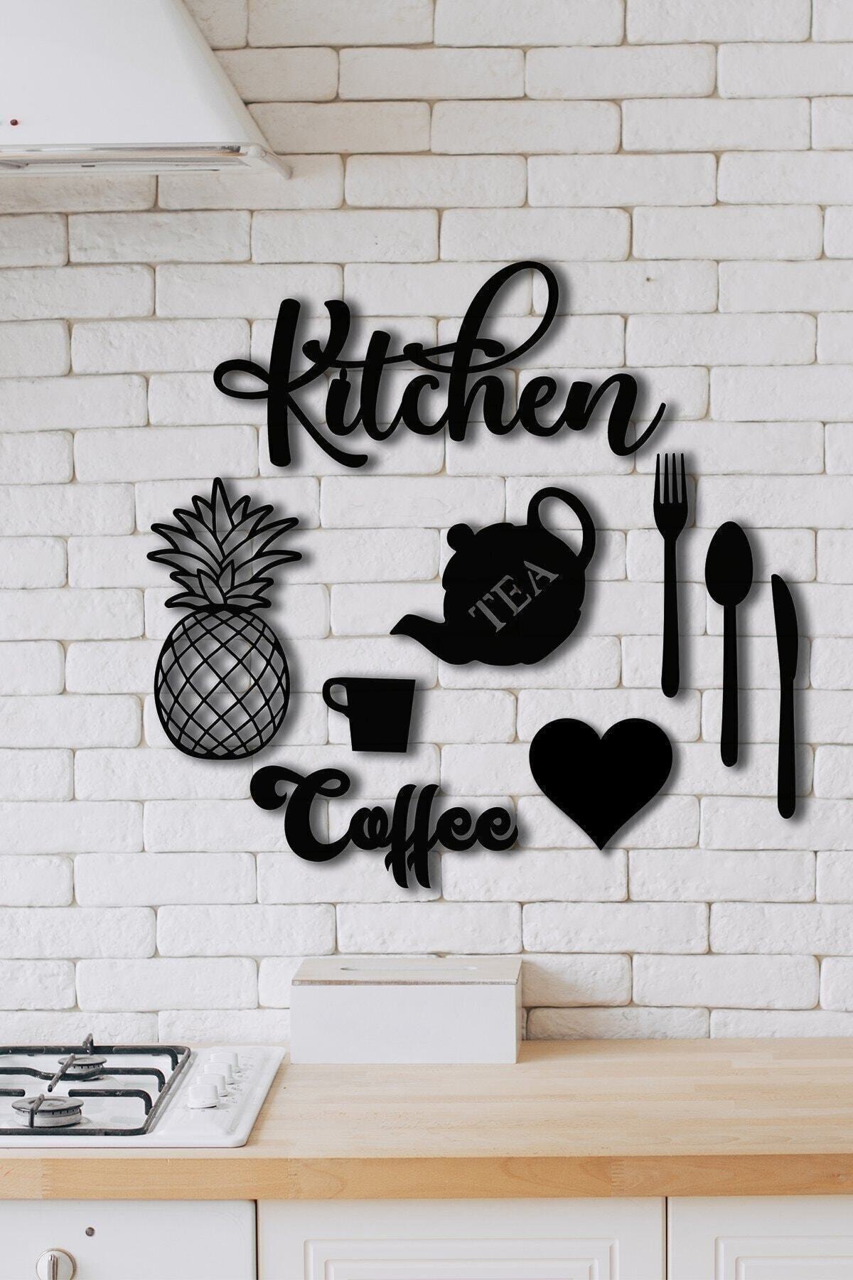 Balımo Kitchen 9 Parça Mutfak Lazer Kesim Ahşap Duvar Dekorasyon Ürünü Bldvr010