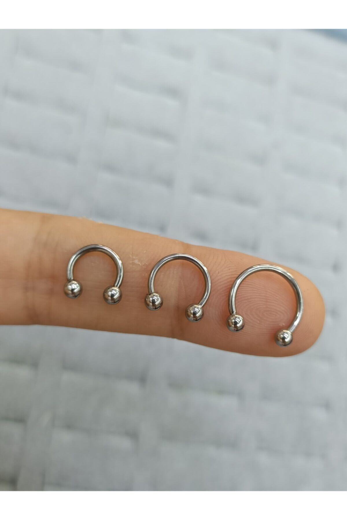Arescollection Cerrahi Çelik Yarım Halka Kulak,burun,kaş,tragus,kıkırdak Uyumlu Piercing