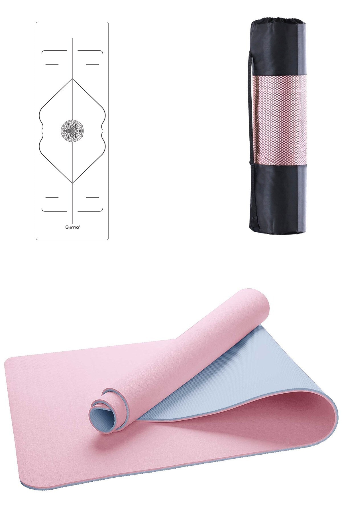 Gymo Hizalamalı Sembol 6mm Tpe Yoga Matı Pilates Minderi Pembe