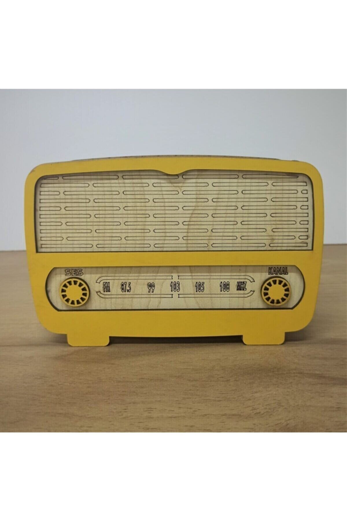 yenihayatdekorasyon Rustik Ahşap Radyo Kumbara Sarı