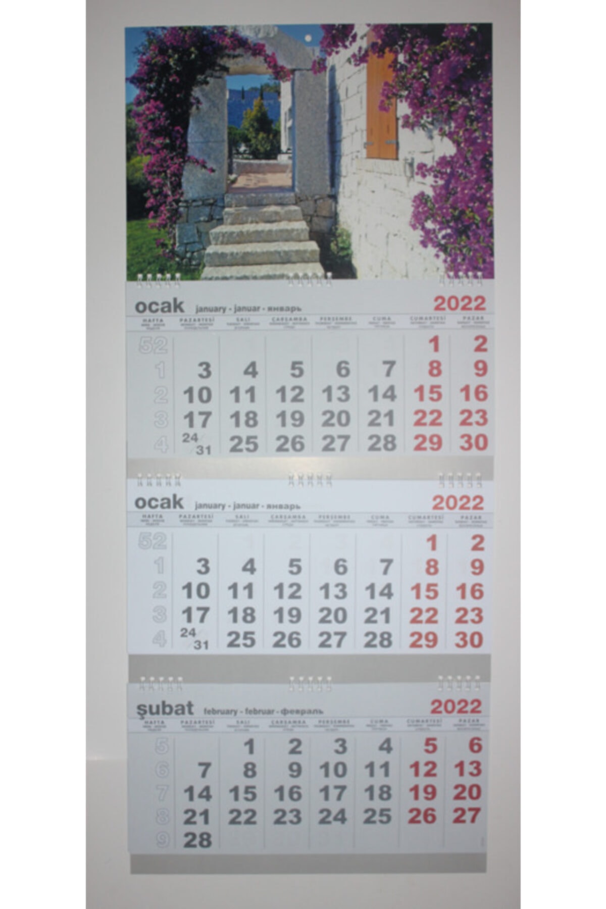 SOYLU 2022 Gemici Duvar Takvimi Mor Çiçekler