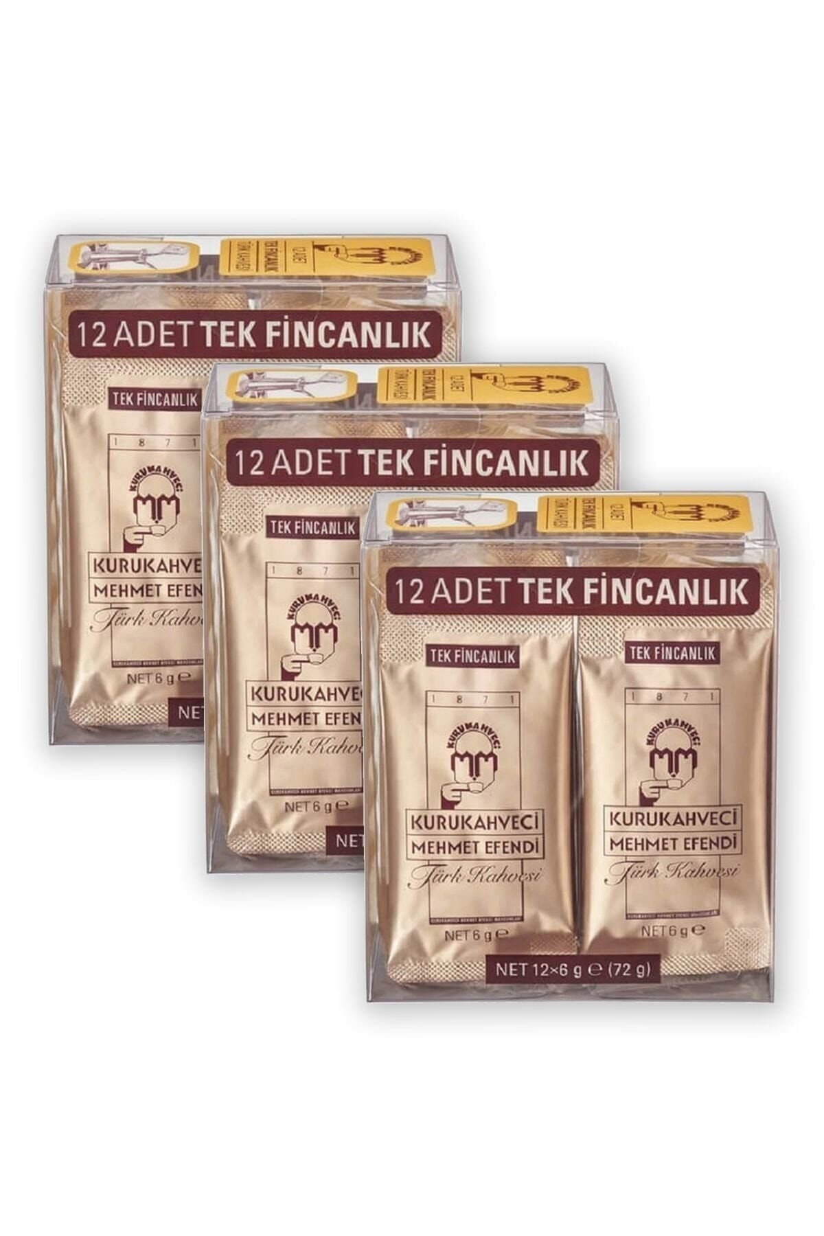 Kuru Kahveci Mehmet Efendi Kurukahveci Mehmet Efendi Türk Kahvesi 12*6 G Tek Içimlik Folyo Ambalaj X 3 Adet 8690627000310