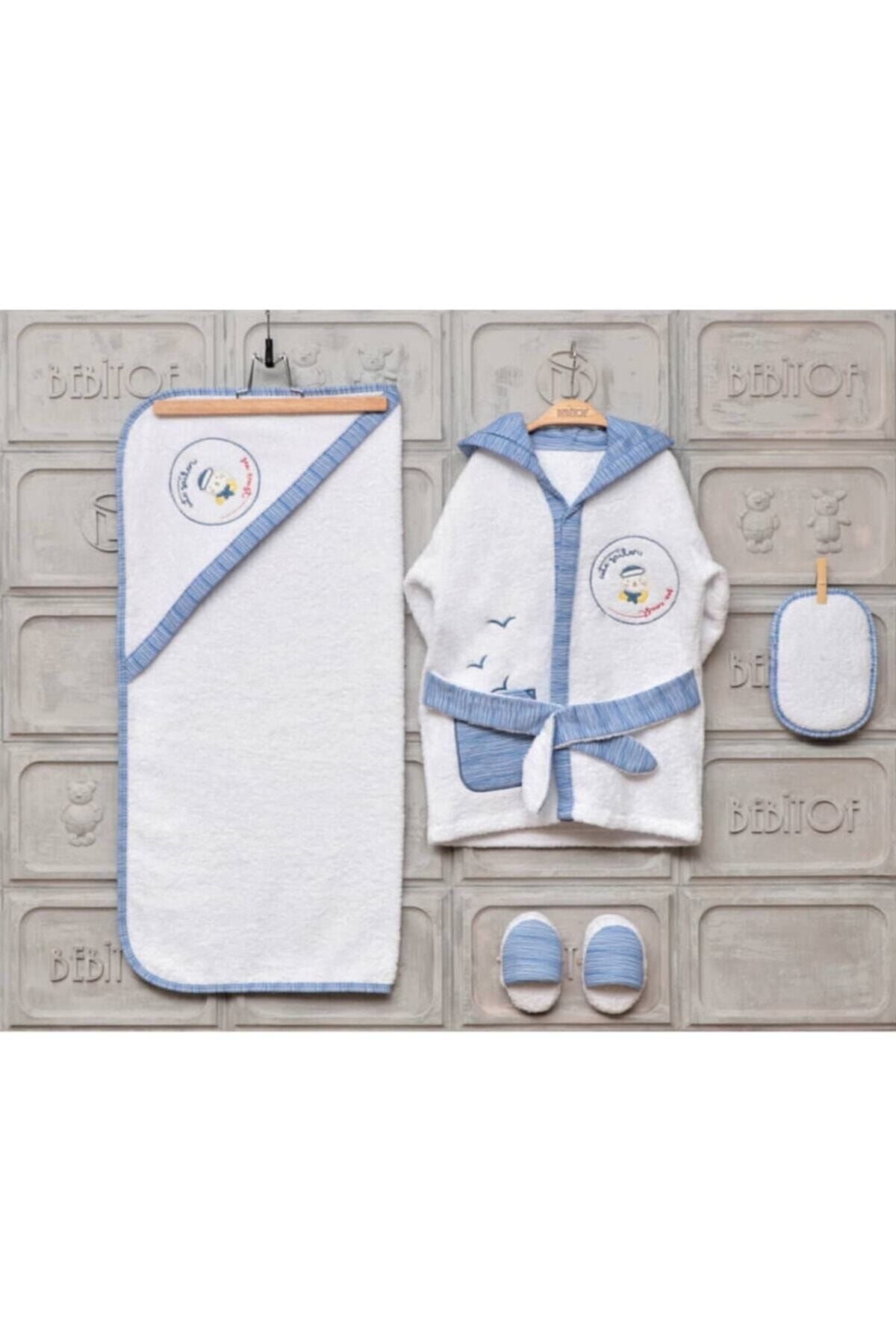 Bebitof Baby Yeni Koleksiyon Erkek Bebek Havlu Bornoz Seti 10030019