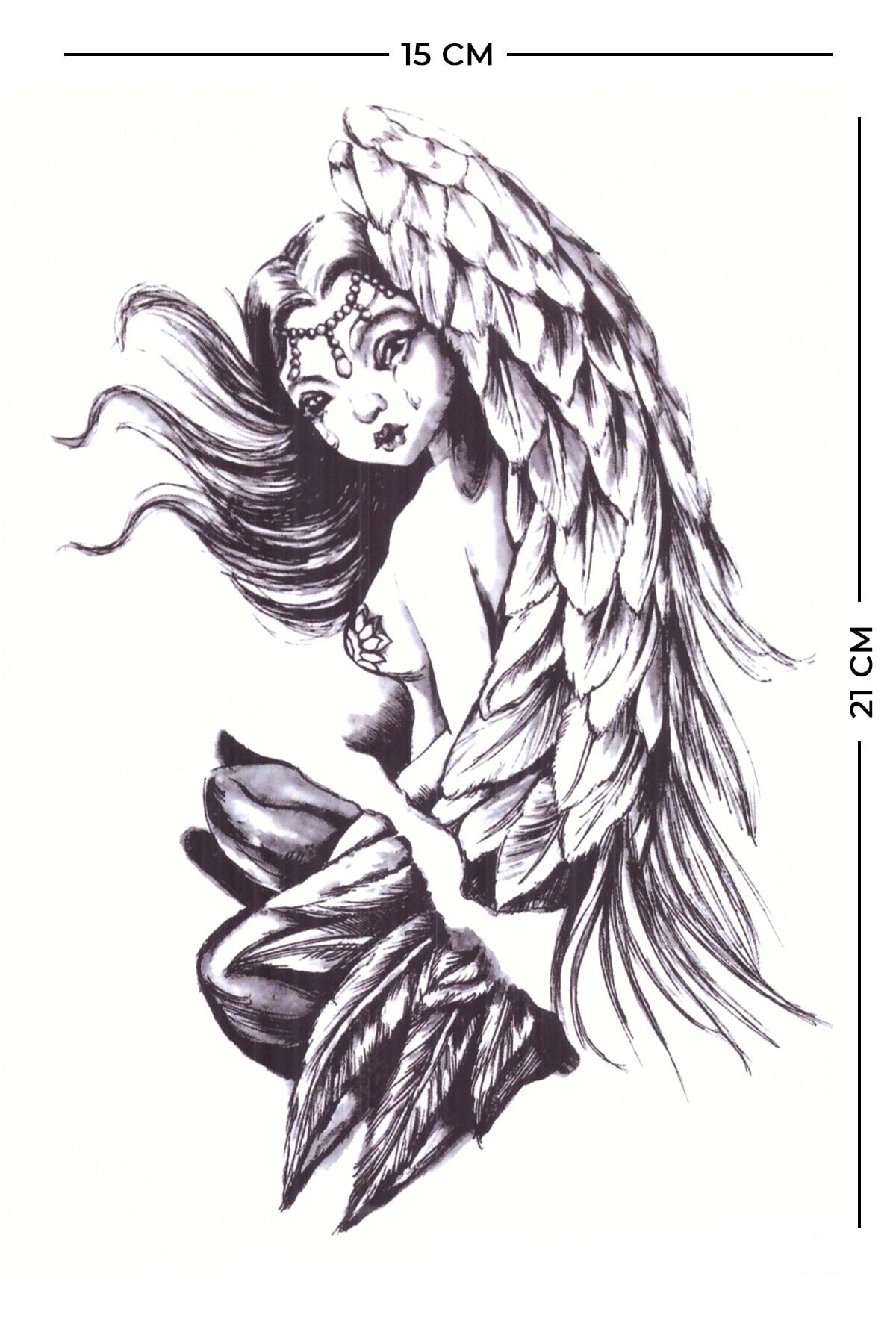 Store&Tattoo Kanatlı Kız Geçici Dövme Orta Boy 21x15 Cm