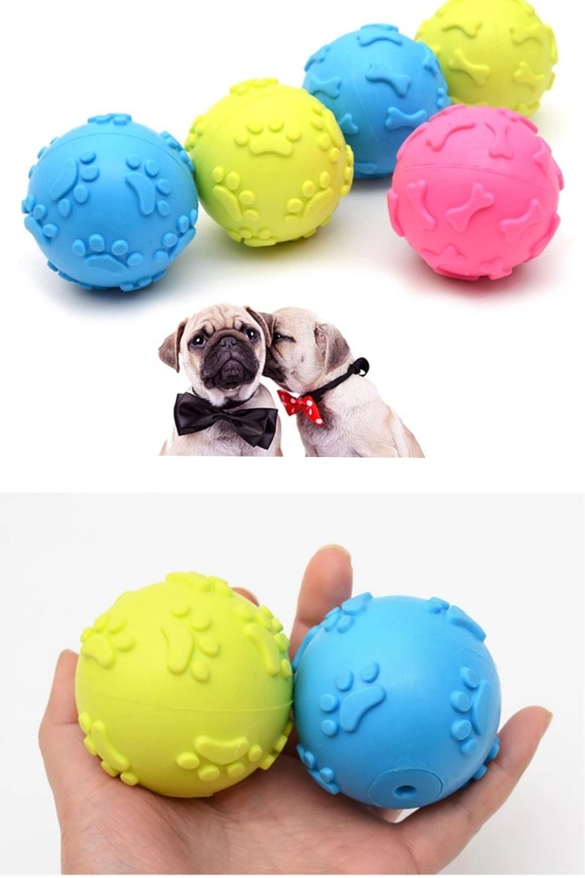 Kitchen Beauty Köpek Isırma Topu Pati Desenli Küçük Interaktif Kedi Köpek Oyuncak Evcil Hayvan Eğitim Oyun Topu