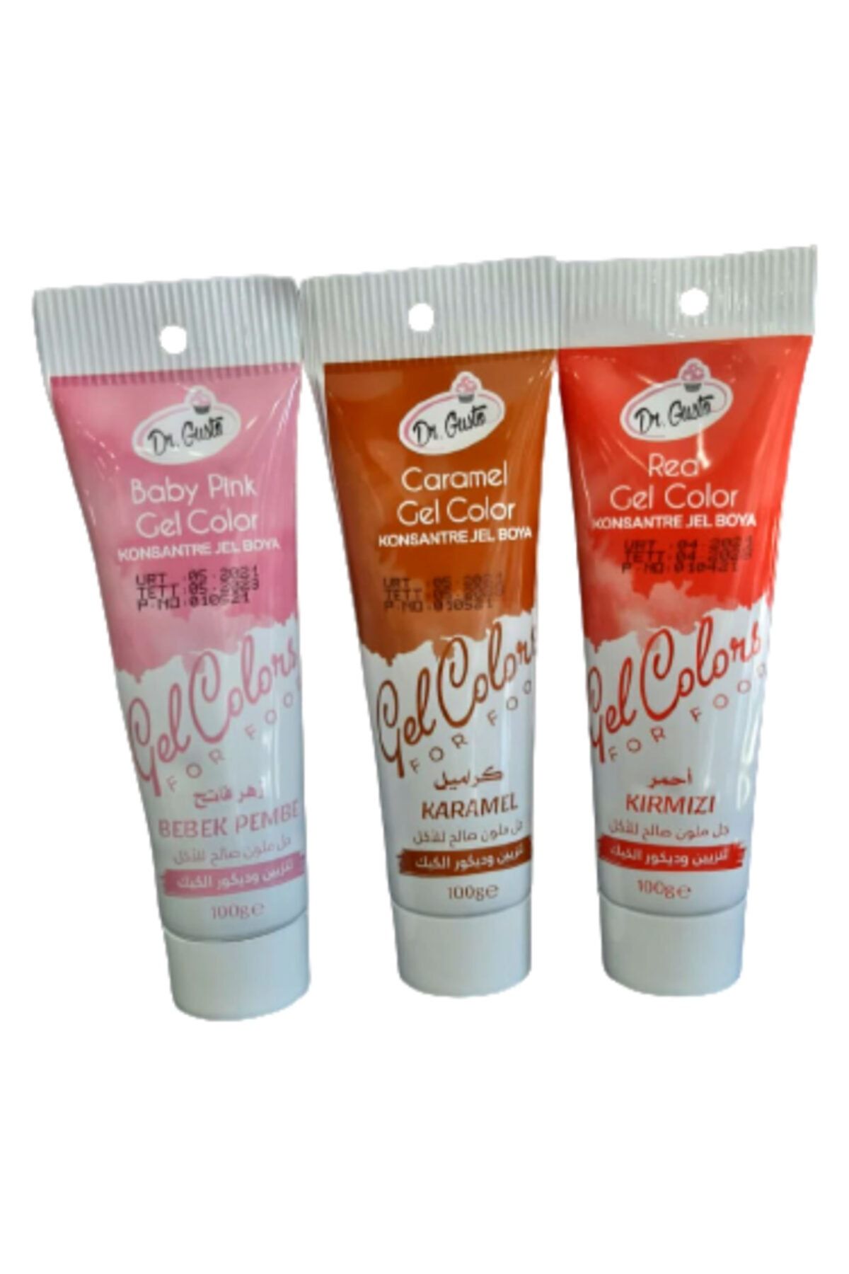 Dr. Gusto Dr Gusto Tüp Jel Gıda Boyası 3 Lü Set Kırmızı  Karamel Bebek Pembe 100gr