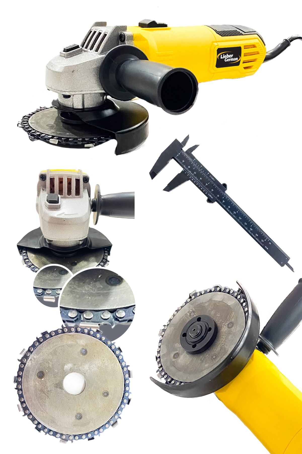 Lieber German Teknoloji 3400 Watt 115-125 Mm Bakır Sargı Çelik Aksam Zincirli Kesme Aparatı Avuç Taşlama