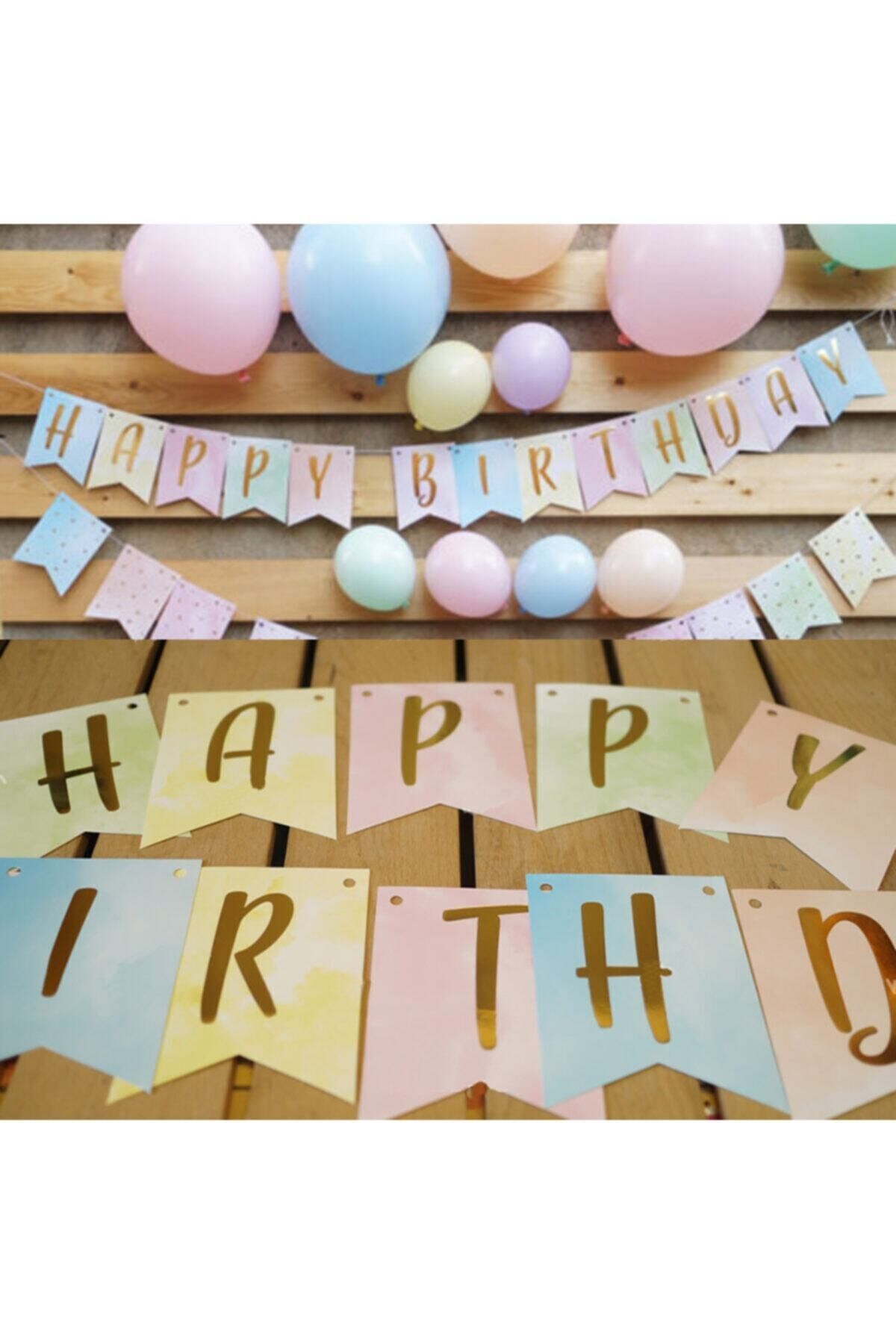 Düğün İşleri Happy Birthday – Makaron Renkli | Flama