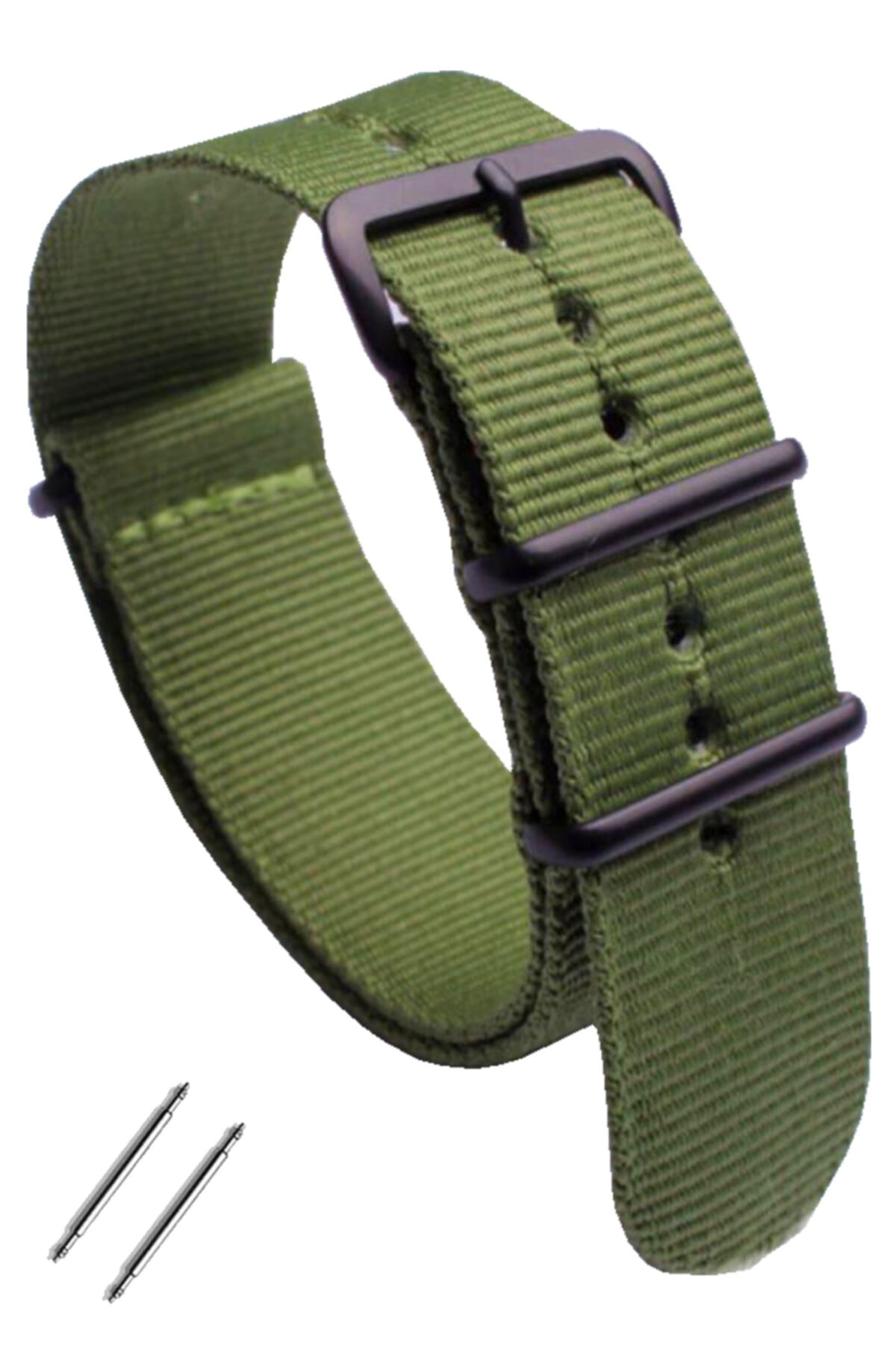 Trendburada Case C4u C1 Uyumlu Haki Renk Siyah Tokalı Nato Perlon Kumaş Saat Kordonu