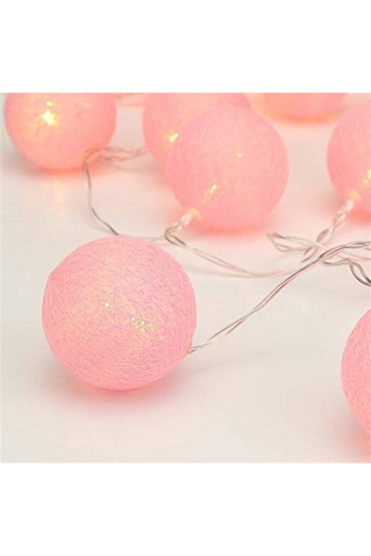 herkesetoptantic Şerit Led Işıklı Koton Top 2 Metre 10’lu (pudra Pembe)