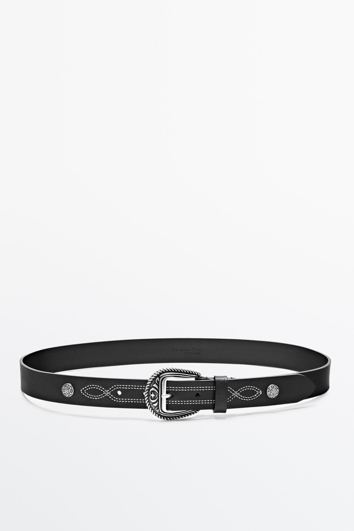 Massimo Dutti Dekoratif Üst Dikişli Deri Kemer