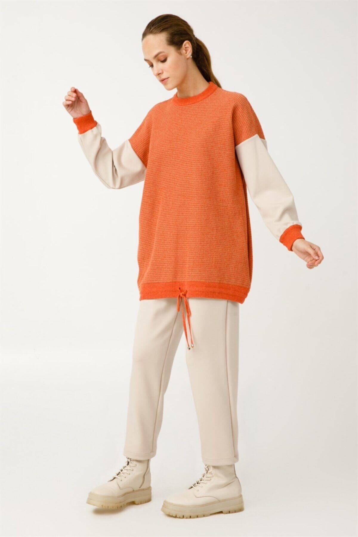 Ghisa Triko Tunik Pantolon Takımı Taş-oranj