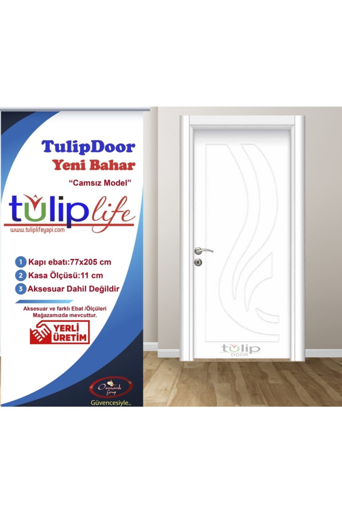 Tuliplife Beyaz Pvc Mebran Kaplama Iç Oda Kapısı Yenibahar 77x205/11 Kasa