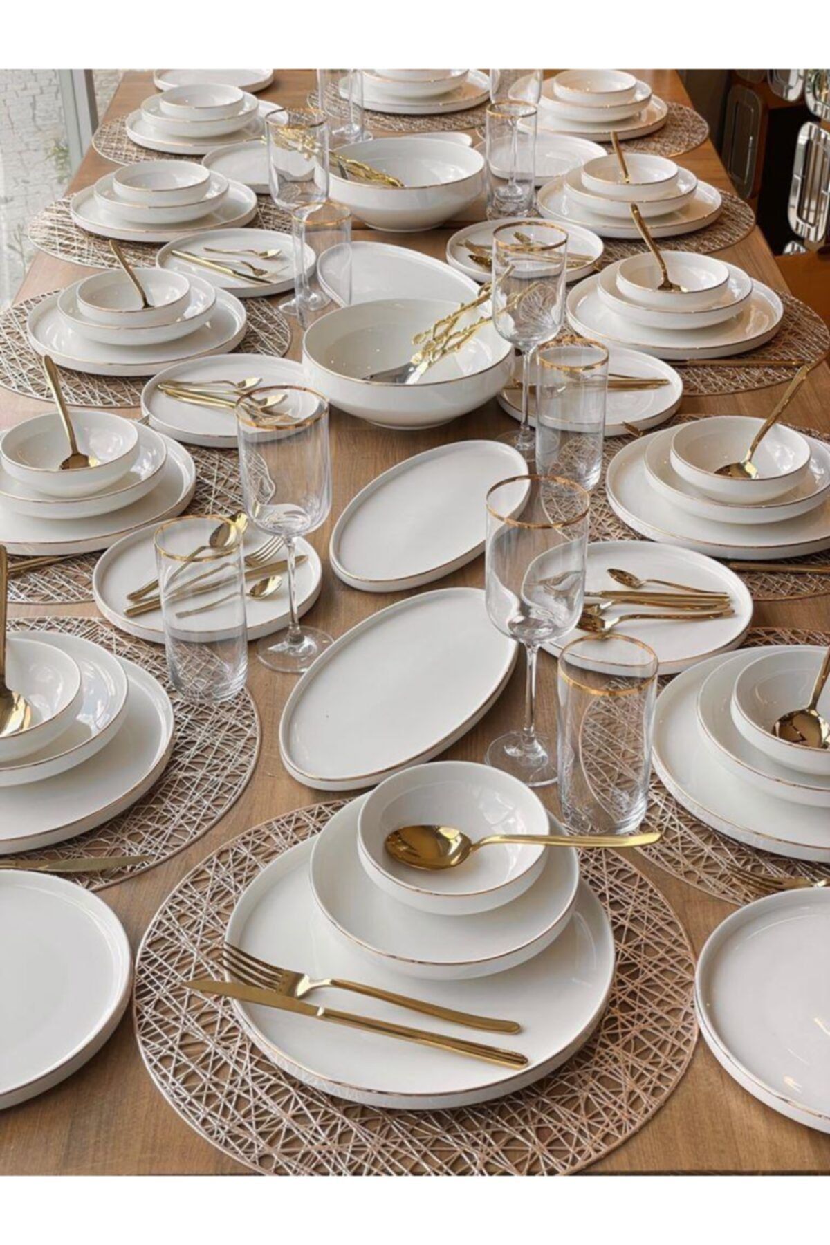ROSSEV Yemek Takımı Modern Gold 178 Parça 12 Kişilik