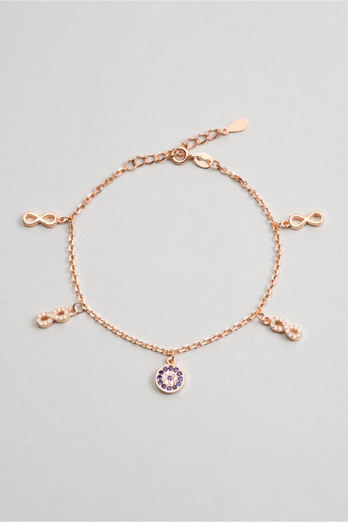 So CHIC... 18 Ayar Rose Altın Kaplama Gümüş Nazar Boncuklu Bileklik