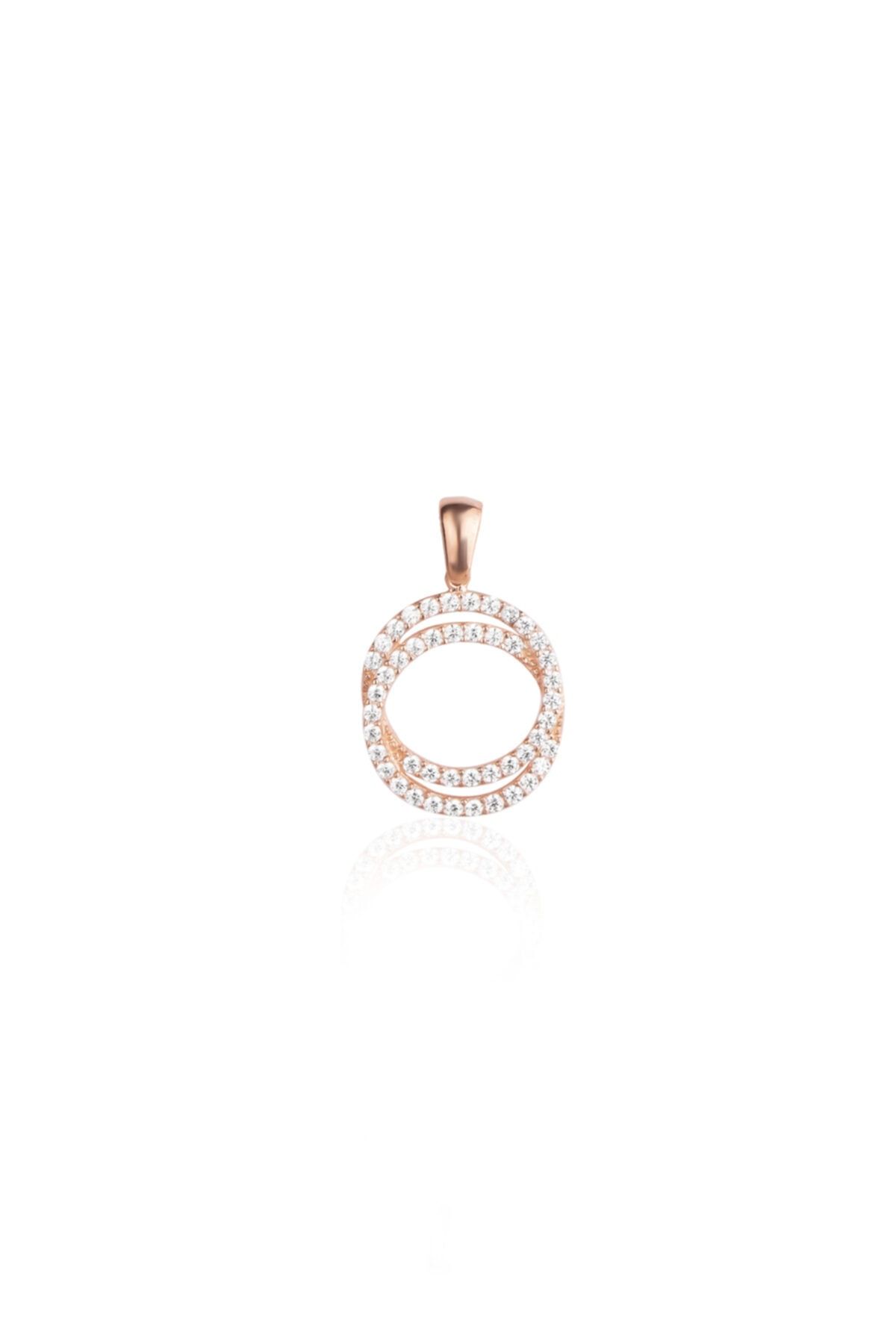Jewelicon Kadın Gümüş Halka Zirkon Taşlı Rose Kolye Ucu