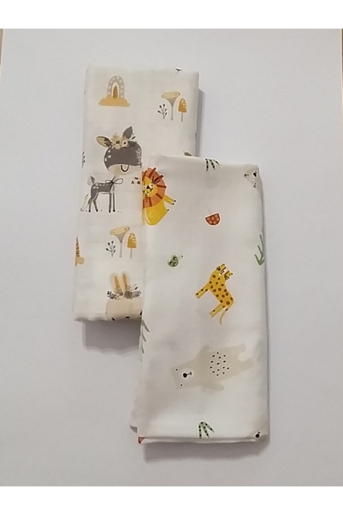 Mrvhome 2 Adet 120x120 Cm Muslin Bezi Örtü Battaniye Aslan Kral