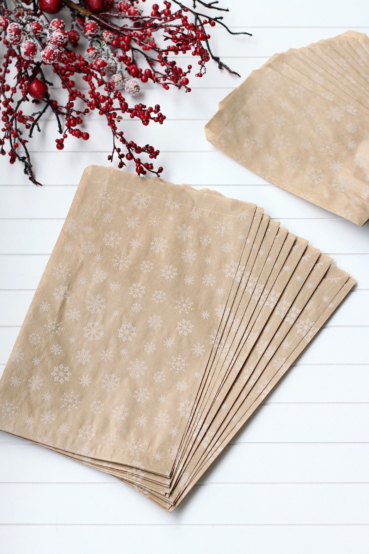 Funbou Kar Desenli Kese Kağıdı, Kraft / 11x20 - 10 Adet