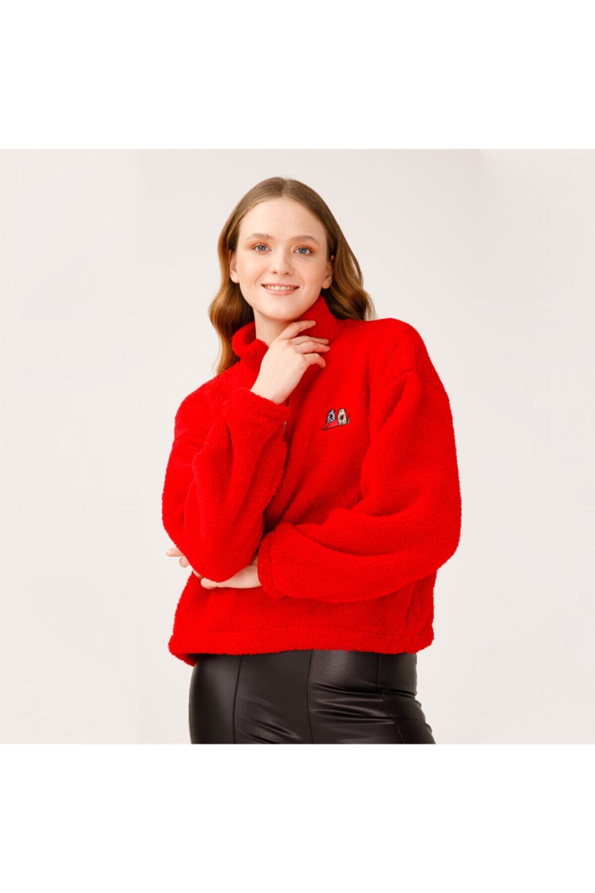 Biggdesign Cats Yarım Fermuarlı Polar