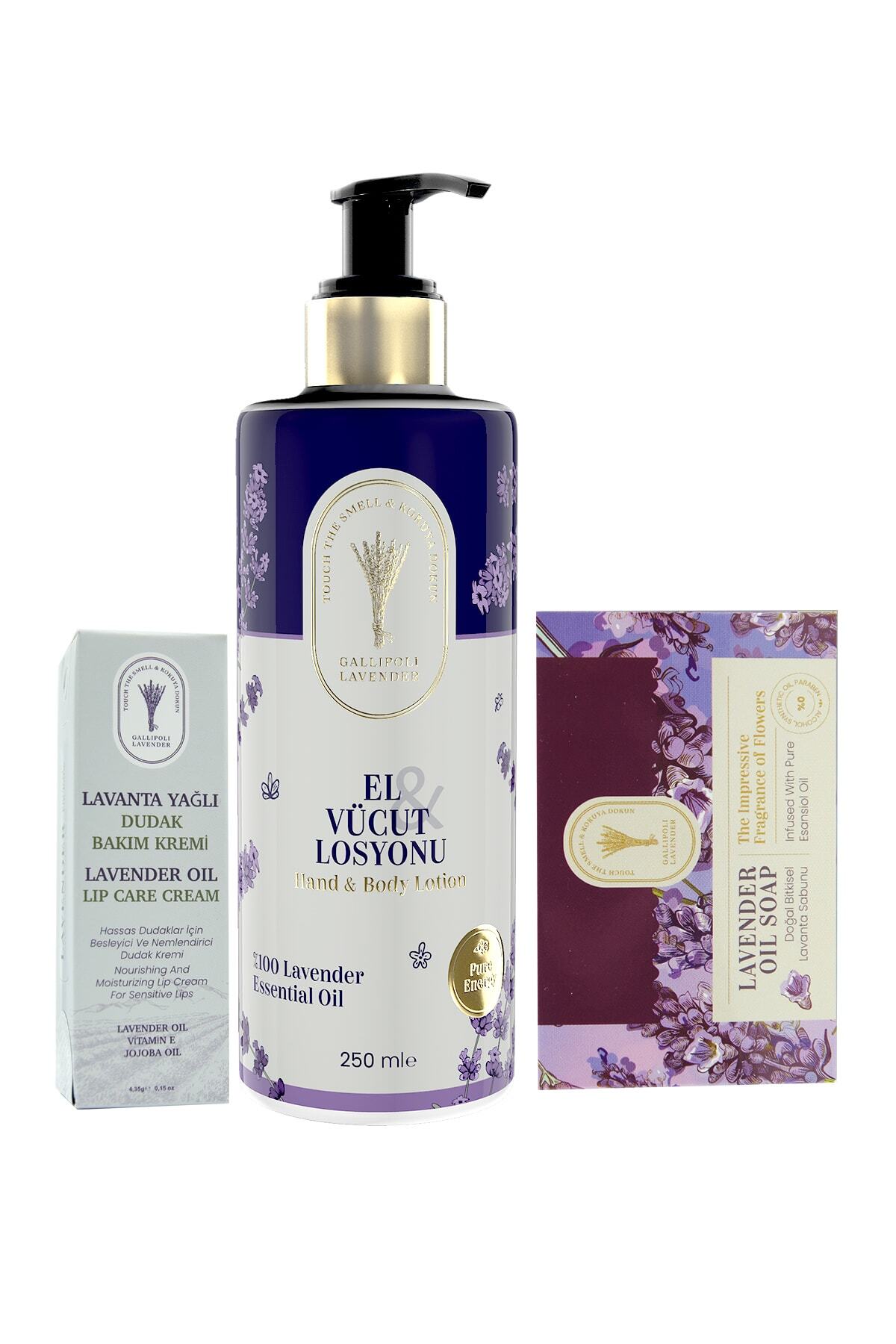 Dr. Lavender Lavanta Yağlı Lip Balm + Lavanta El Yüz Vücut Losyonu 250 Ml + Lavanta Sabunu 100 Gr