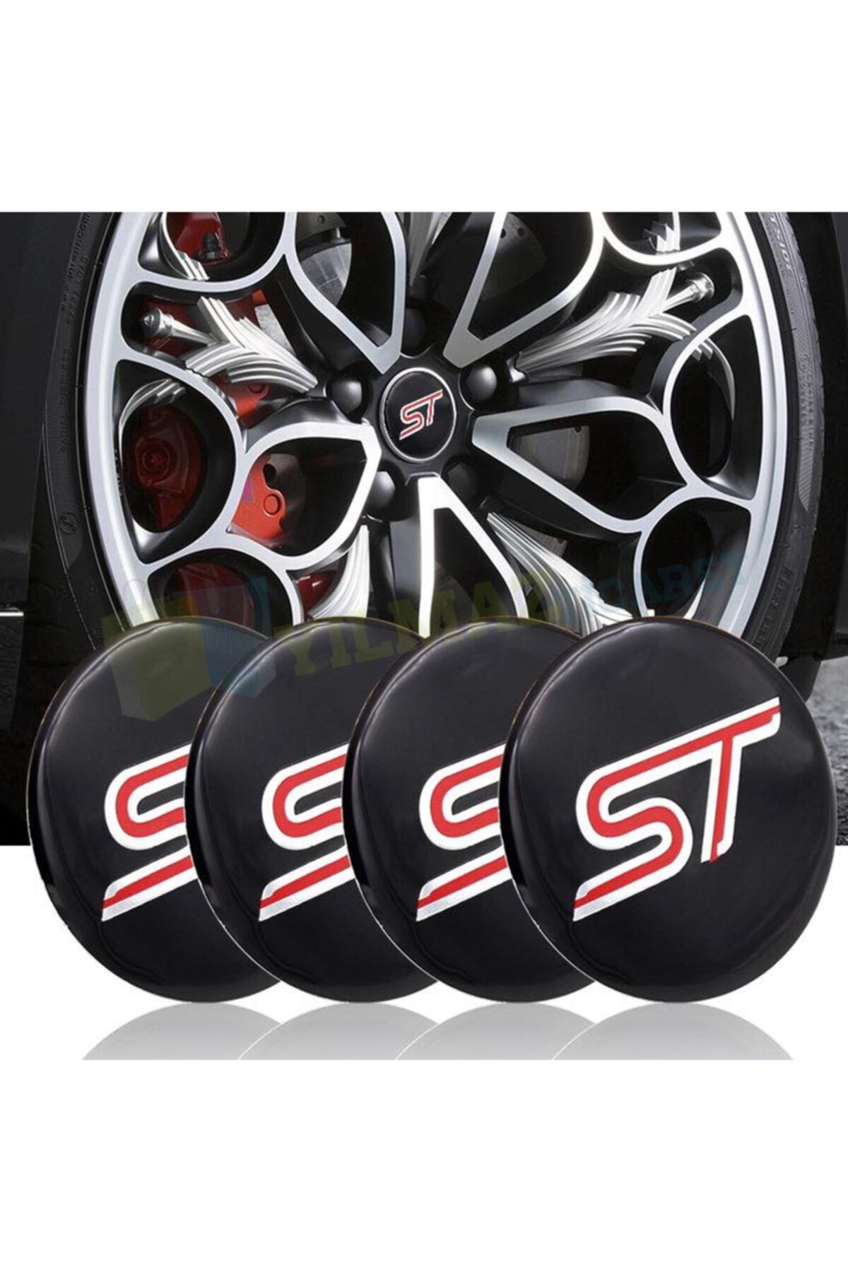 yılmazetic St Logo Amblem Jant Göbeği 56 Mm Metal 3m Yapışkanlı 4 Adet