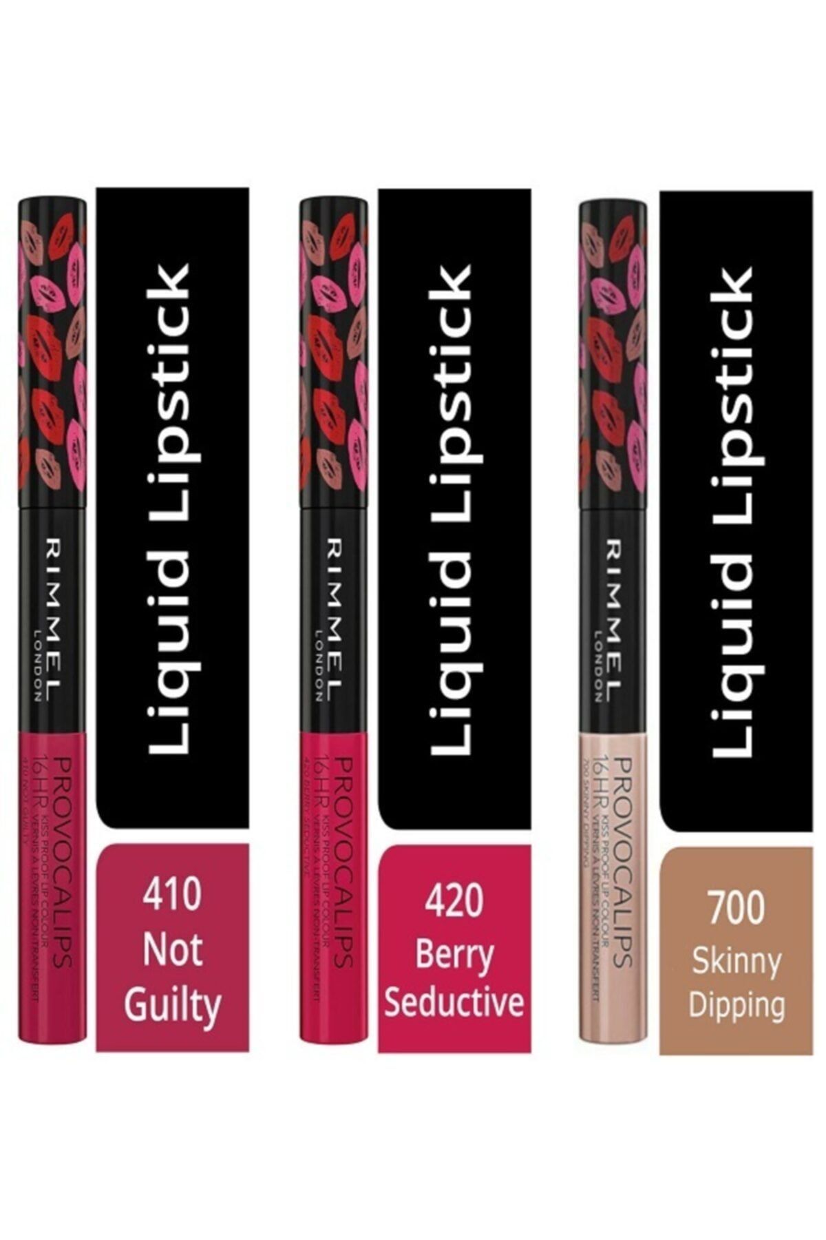 RIMMEL LONDON Ruj - Provocalips Kiss Proof Lip Colour 410 &420 & 700 3'lü Set