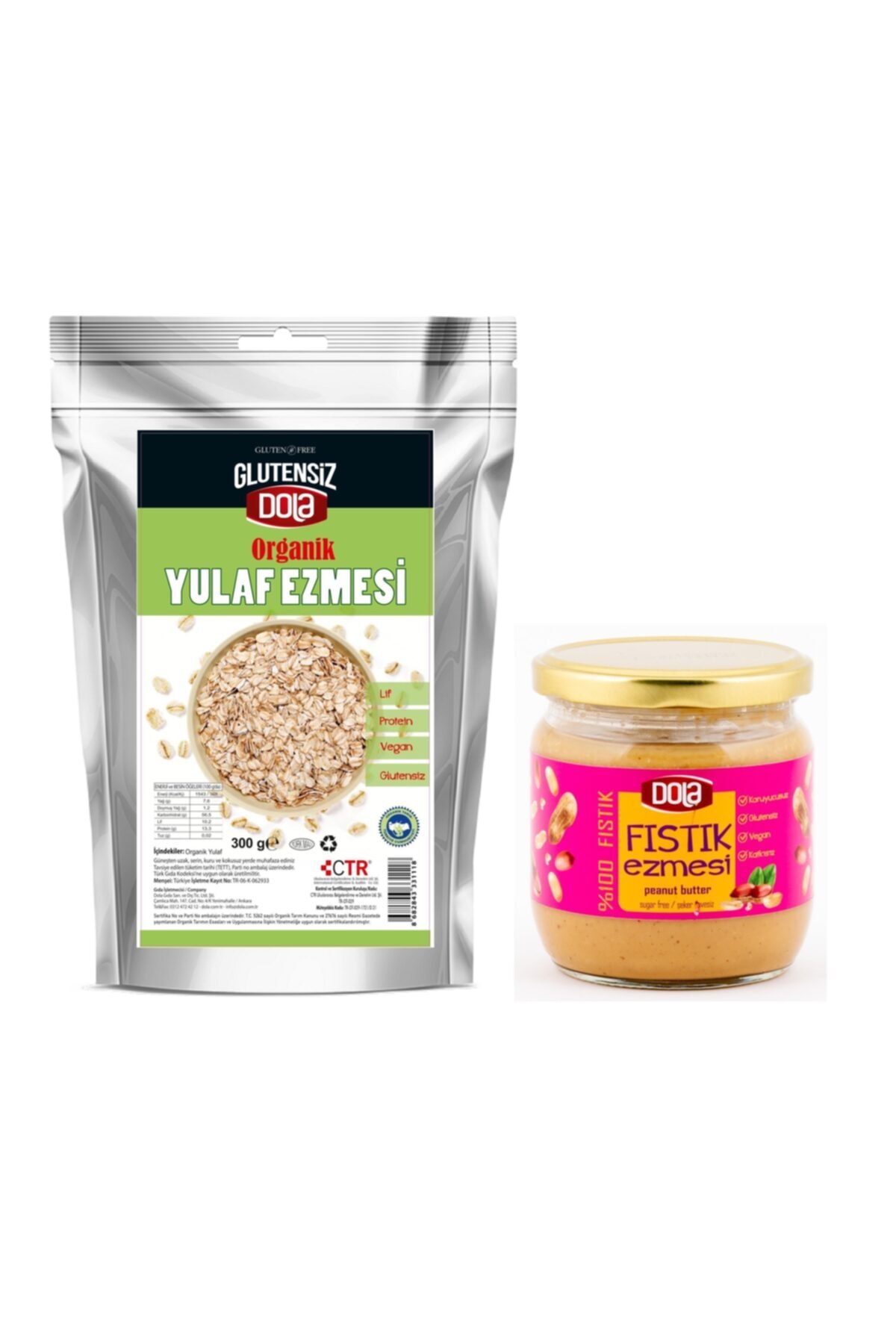 Dola Organik Glutensiz Yulaf Ezmesi Ve Glutensiz Fıstık Ezmesi 300+350 Gr
