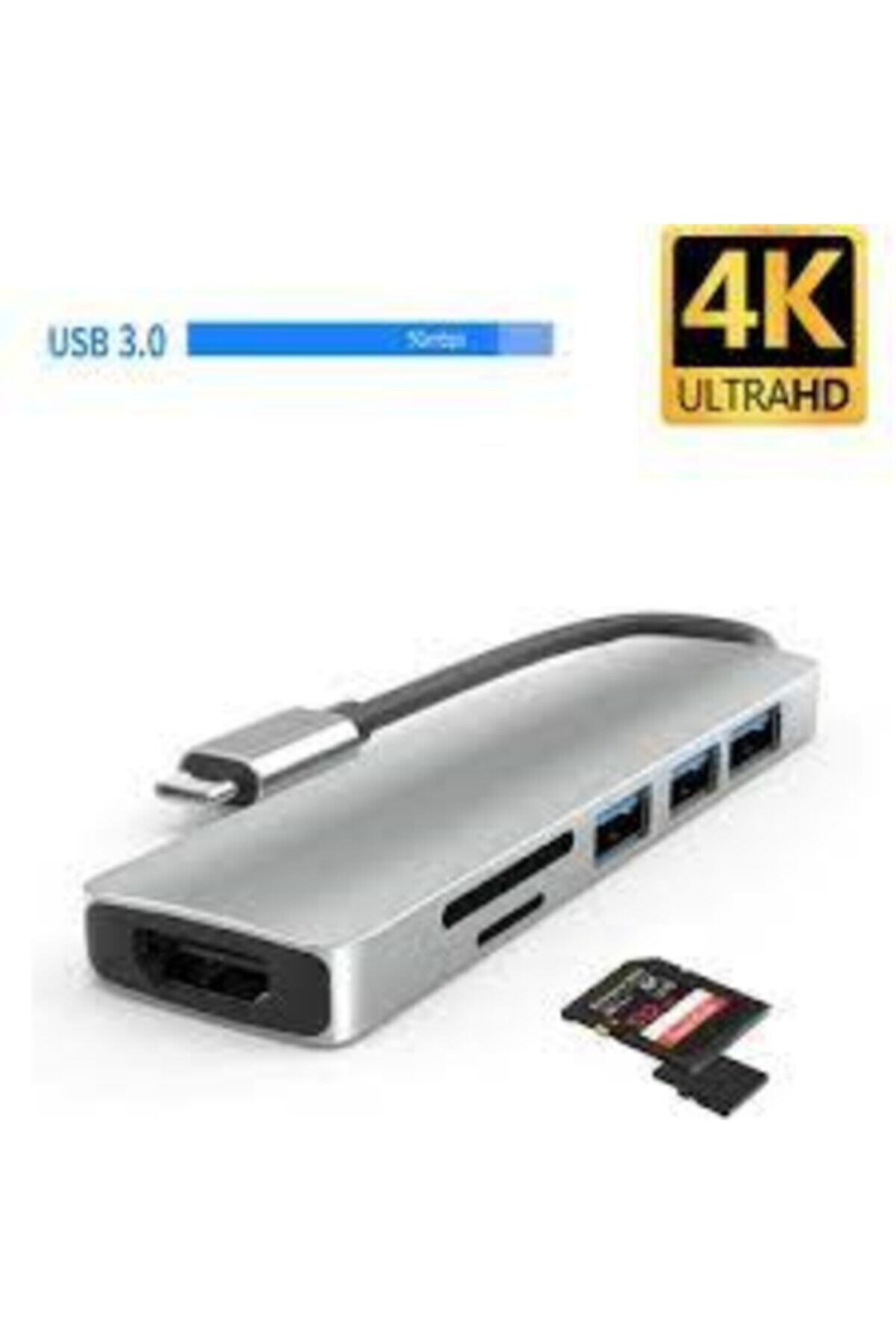 evotech Aırsky Hc-13c Type-c To 2* Usb 3.0 Sd Tf 4k Hd 1080p Hdmı Pd Kart Okuyucu Çevirici Hub