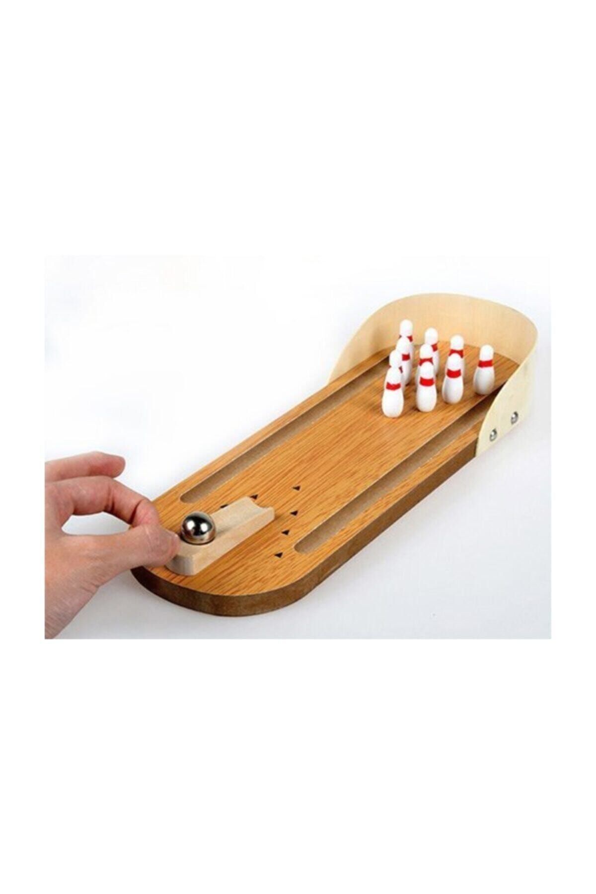 Keskin Hediyelik Bowling Game Ahşap Mini Bowling Duba Metal Top Seti