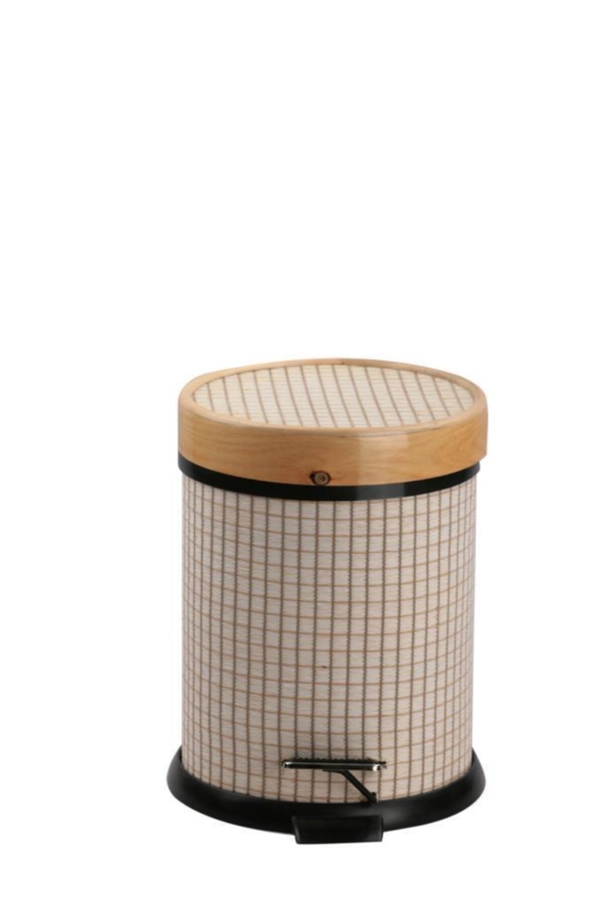 Sembol Krem Kahve Pedallı Çöp Kovası 25x18 cm