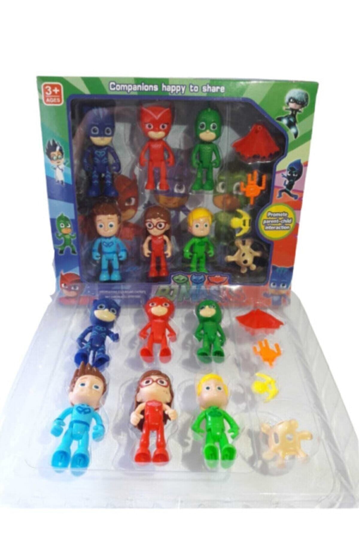 BFY TOYS Pjmasks 10'lu Pijamaskeliler Figür Seti , Pjmask, Pjmaskeliler, Kedi Çocuk, Kertenkele, Baykuş Kız
