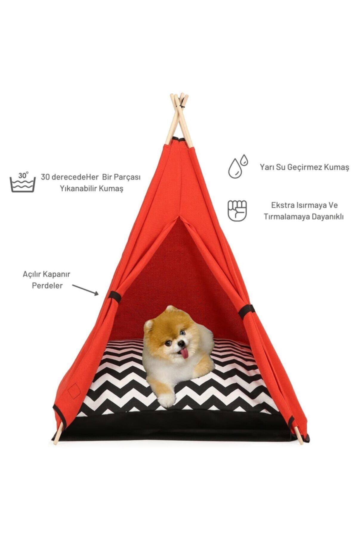 Teepee House 70-70cm Yataklı Köpek Çadırı