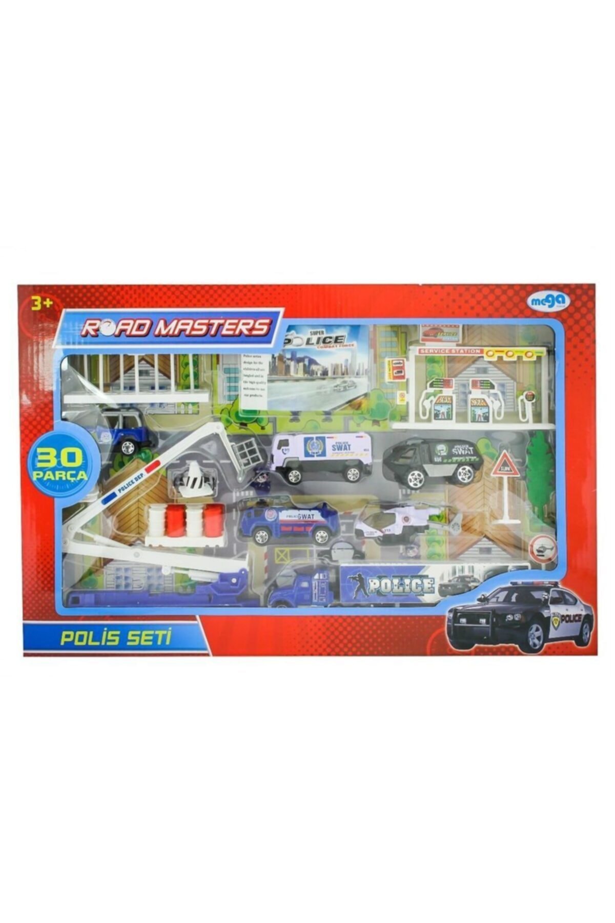 MEGA Oyuncak Polis Seti 30 Parça Polis Arabası Polis Helikopteri Scntoys