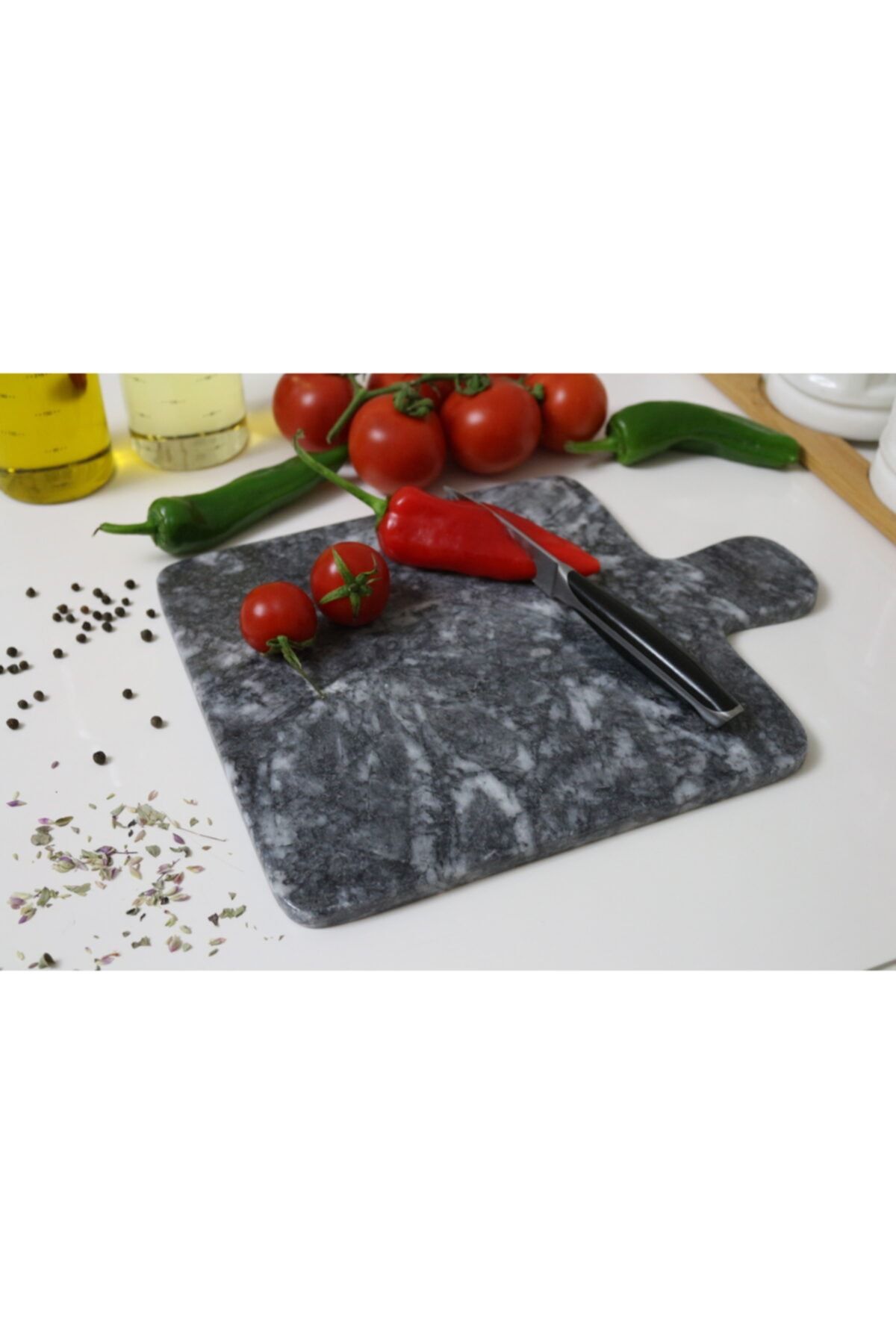 VENTO HOME Miranda Füme-gri Kare Mermer Kesme Tablası-tahtası