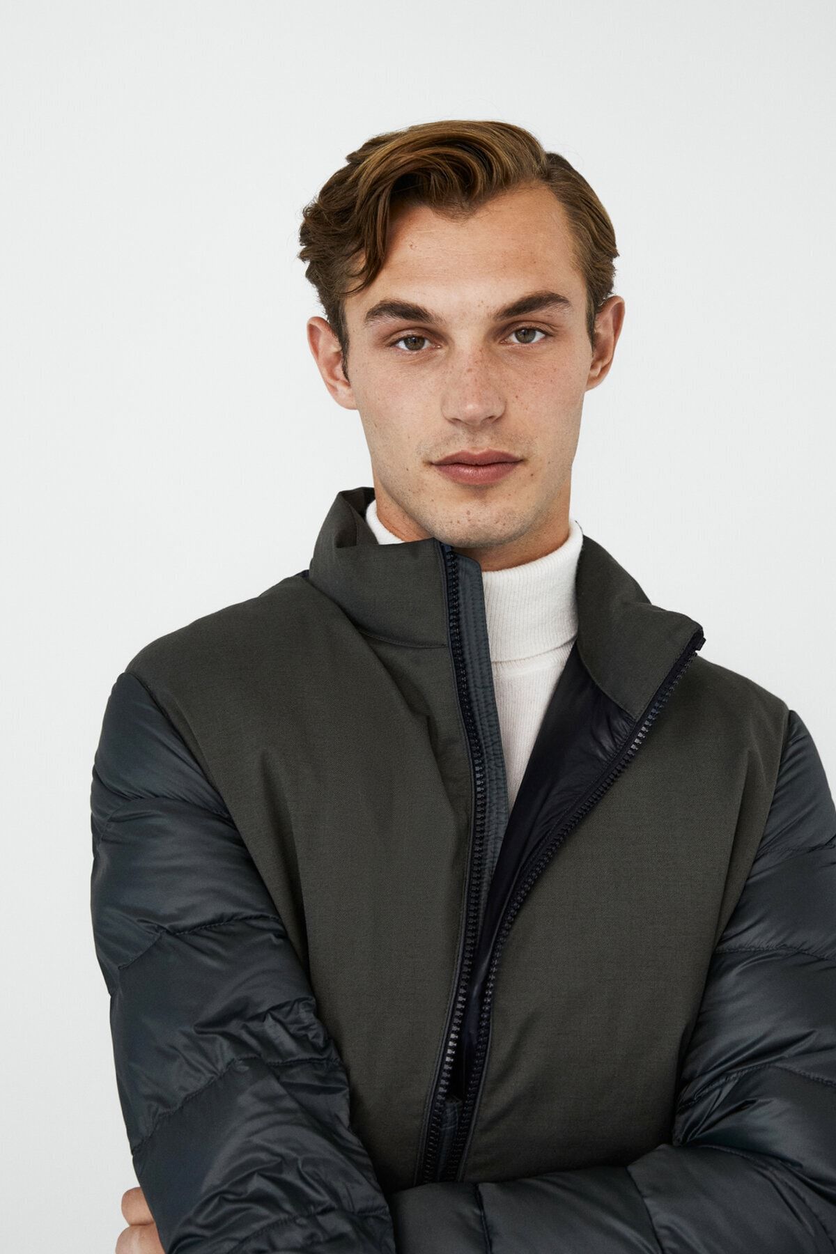 Massimo Dutti Kontrast Şişme Bomber Ceket