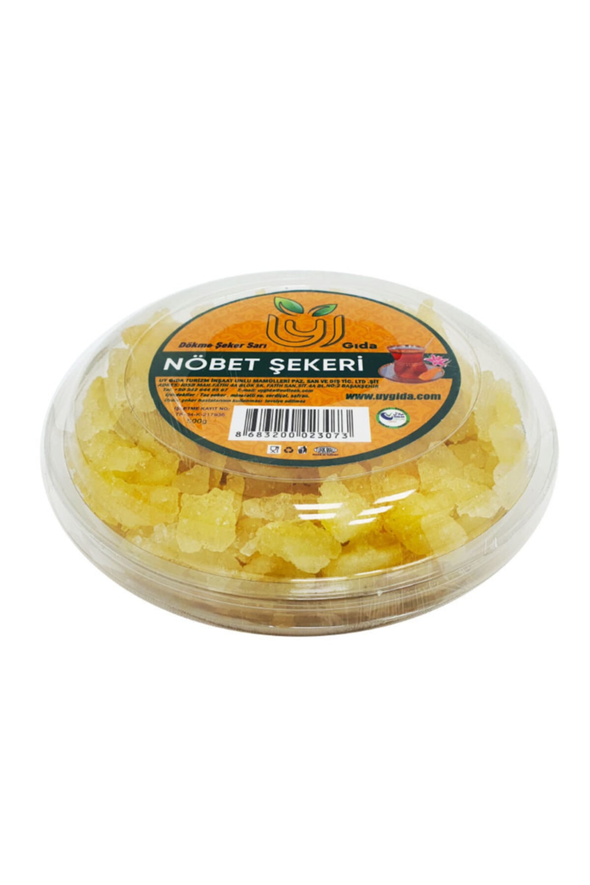UY GIDA Rafine Edilmemiş Şeker Kaya Şekeri Nabat Şekeri Nikah Şekeri Zerdeçal Ve Safranlı500g Nöbet Şekeri