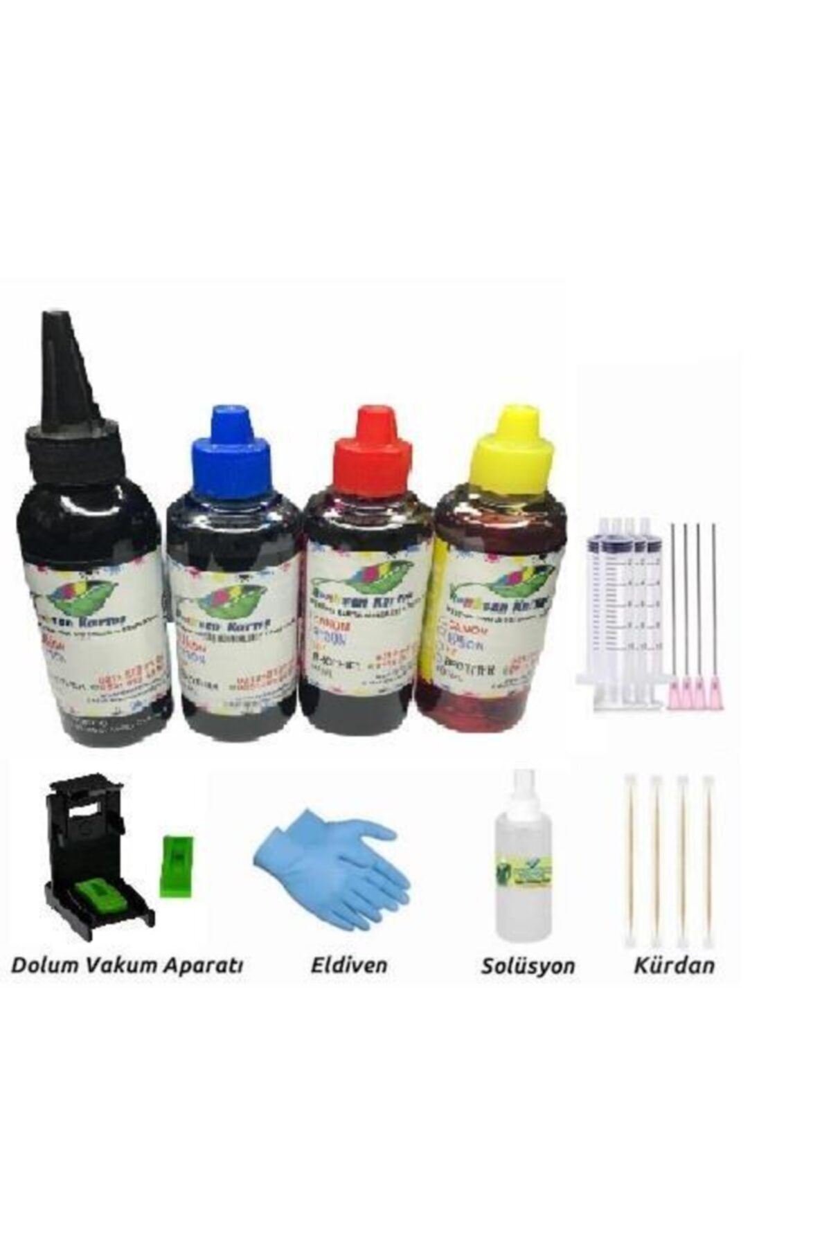 Renksan Canon E404 E414 E464 E474 E484 Için Kartuş Dolum Seti 40 Dolumluk Pg46/cl56 4x100ml